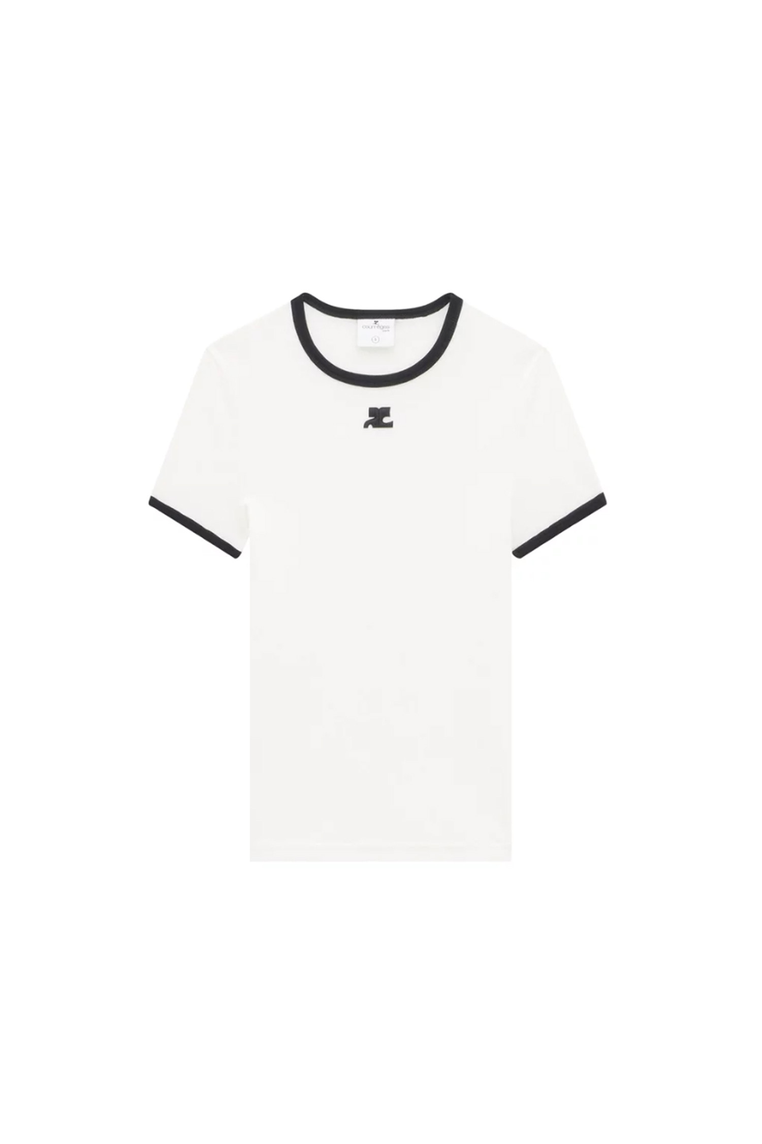 COURREGES - 반소매 티셔츠 - (COURREGES) REEDITION CONTRAST T-SHIRT PERJTS017JS0070 0098 HERITAGE WHITE/BLACK