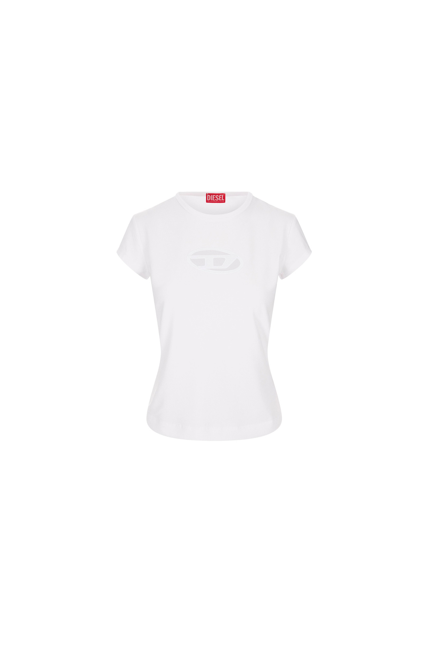 DIESEL - 반소매 티셔츠 - (DIESEL) T-ANGIE Cut Out logo T-Shirts - A06268 0AFAA 100 WHITE