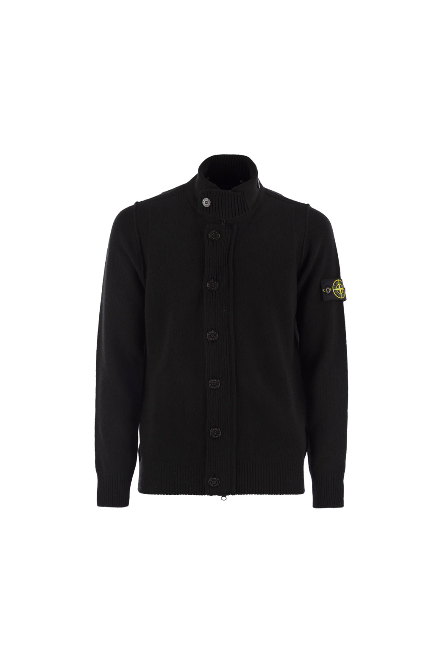 STONE ISLAND - 스웨터 - (STONE ISLAND) LAMBSWOOL BUTTON DETAIL FULL ZIP CARDIGAN - 8115547A3 A0029 BLACK