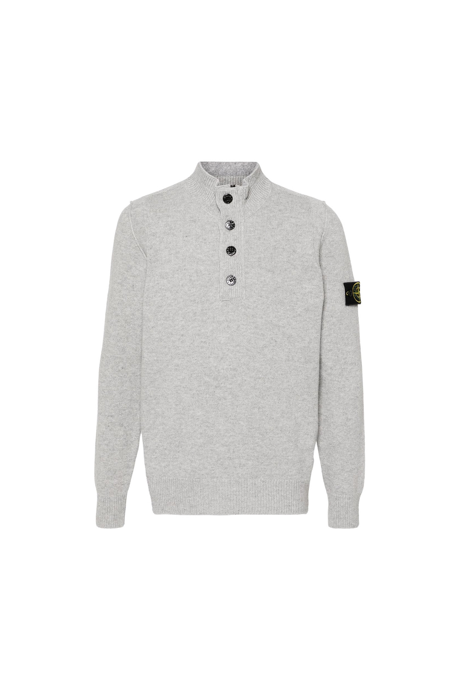 STONE ISLAND - 스웨터 - (STONE ISLAND) LAMBSWOOL BUTTON DETAIL HALF ZIPPER SWEATER - 8115540A3 V0M64 MELANGE GREY