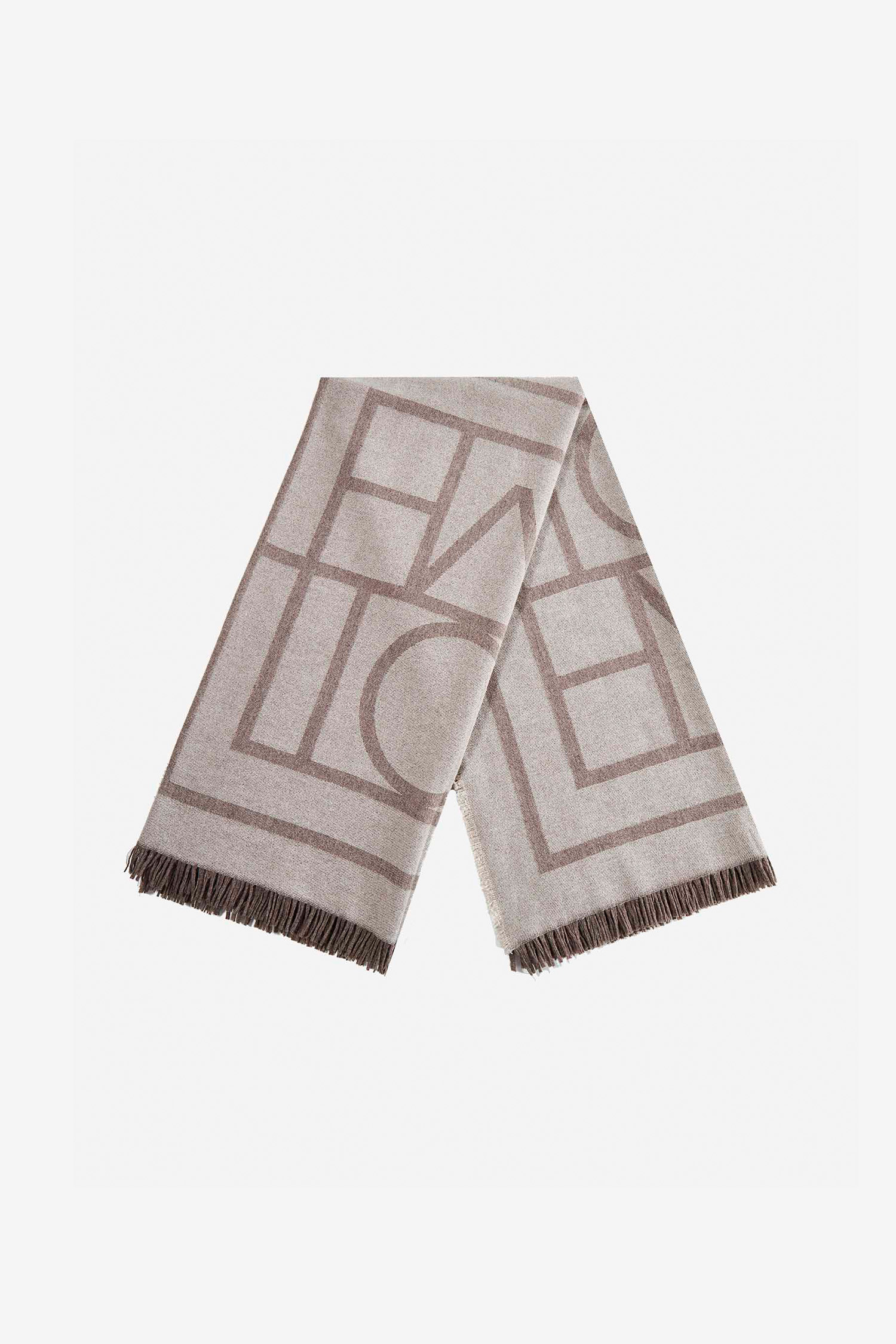 TOTEME - 스카프/머플러 - (TOTEME) Monogram Wool Cashmere Scarf - 213894808 895 TOBACCO MONOGRAM