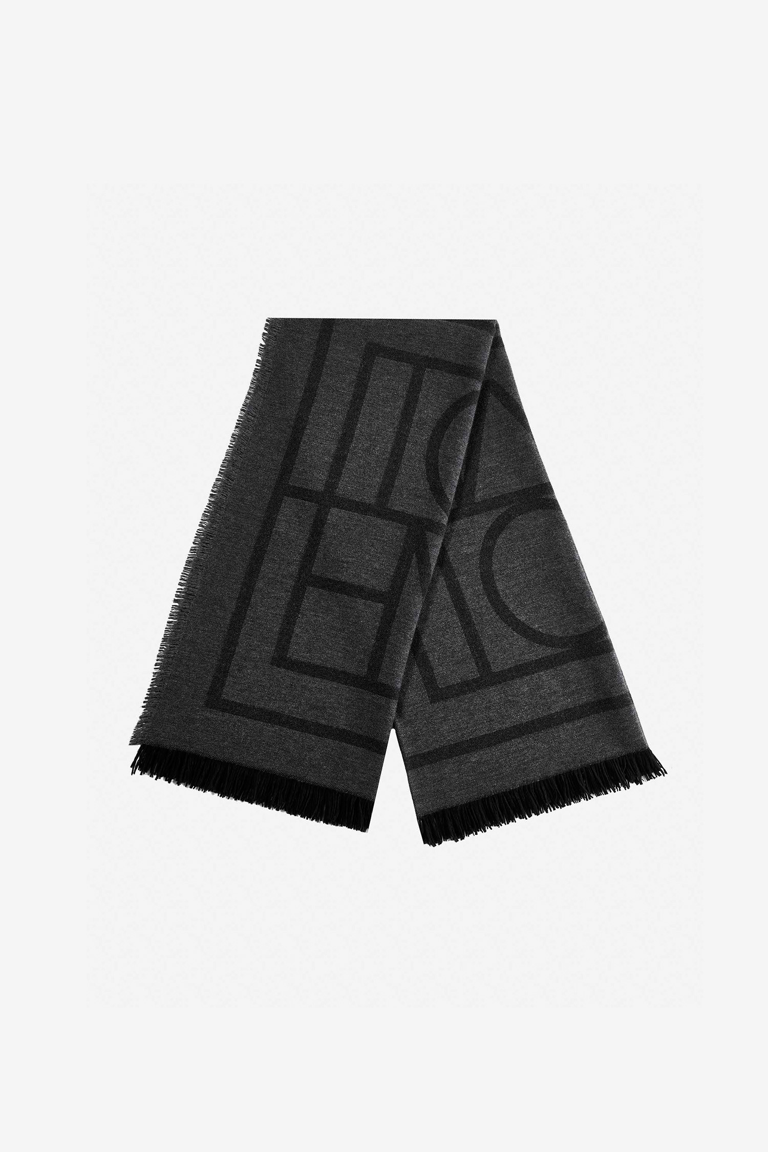 TOTEME - 스카프/머플러 - (TOTEME) Monogram Wool Cashmere Scarf - 213894808 395 DARK GREY MONOGRAM