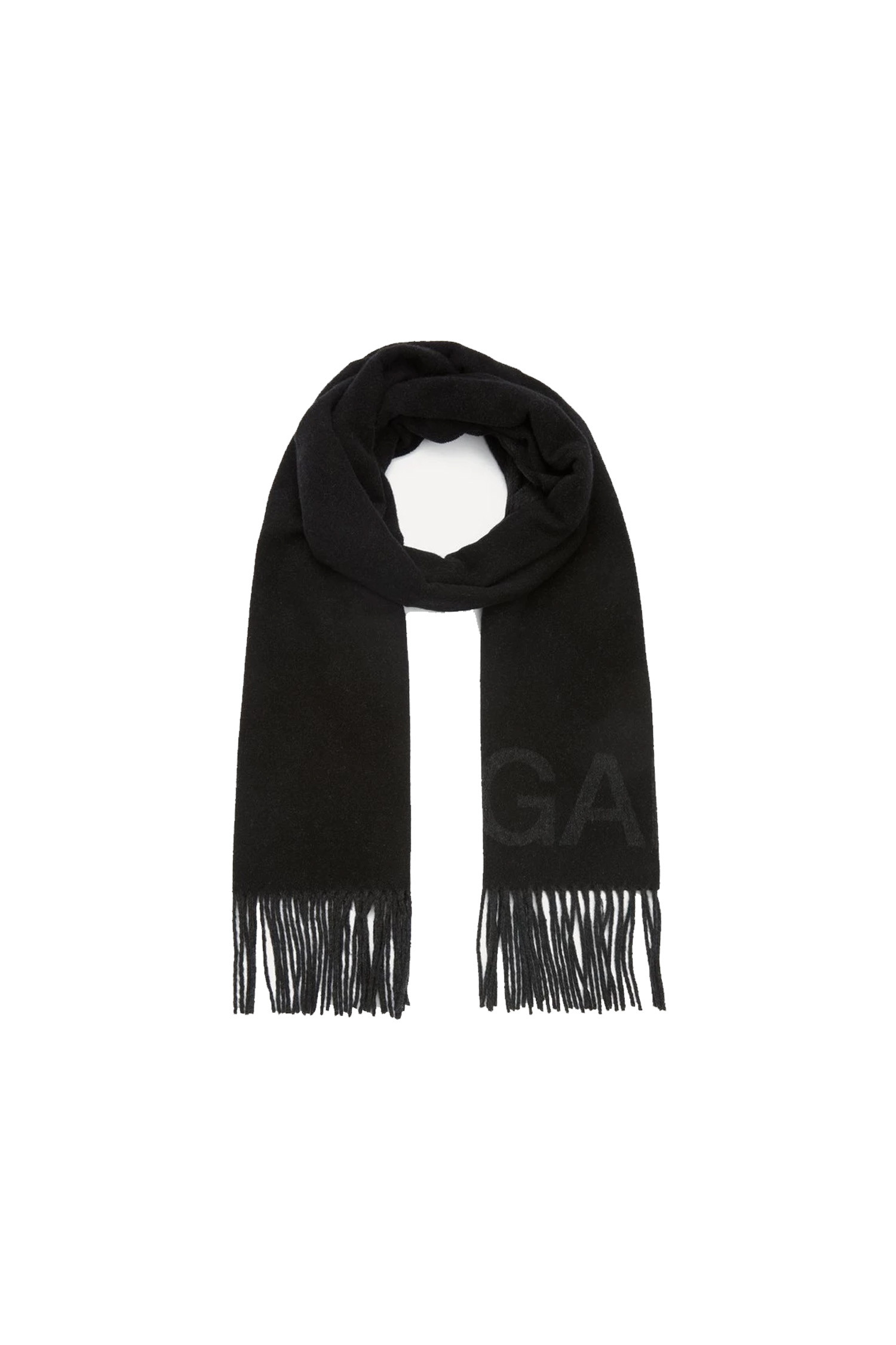 GANNI - 스카프/머플러 - (GANNI) Fringed Wool Scarf - A3905 099 BLACK