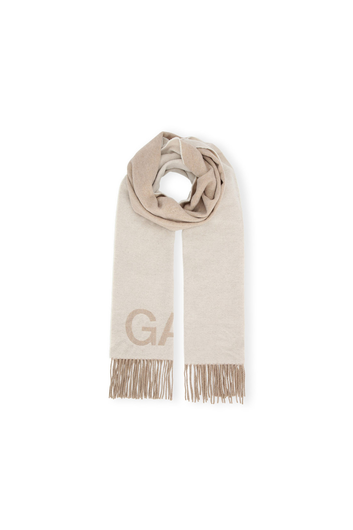 GANNI - 스카프/머플러 - (GANNI) Fringed Wool Scarf - A3909 135 EGRET