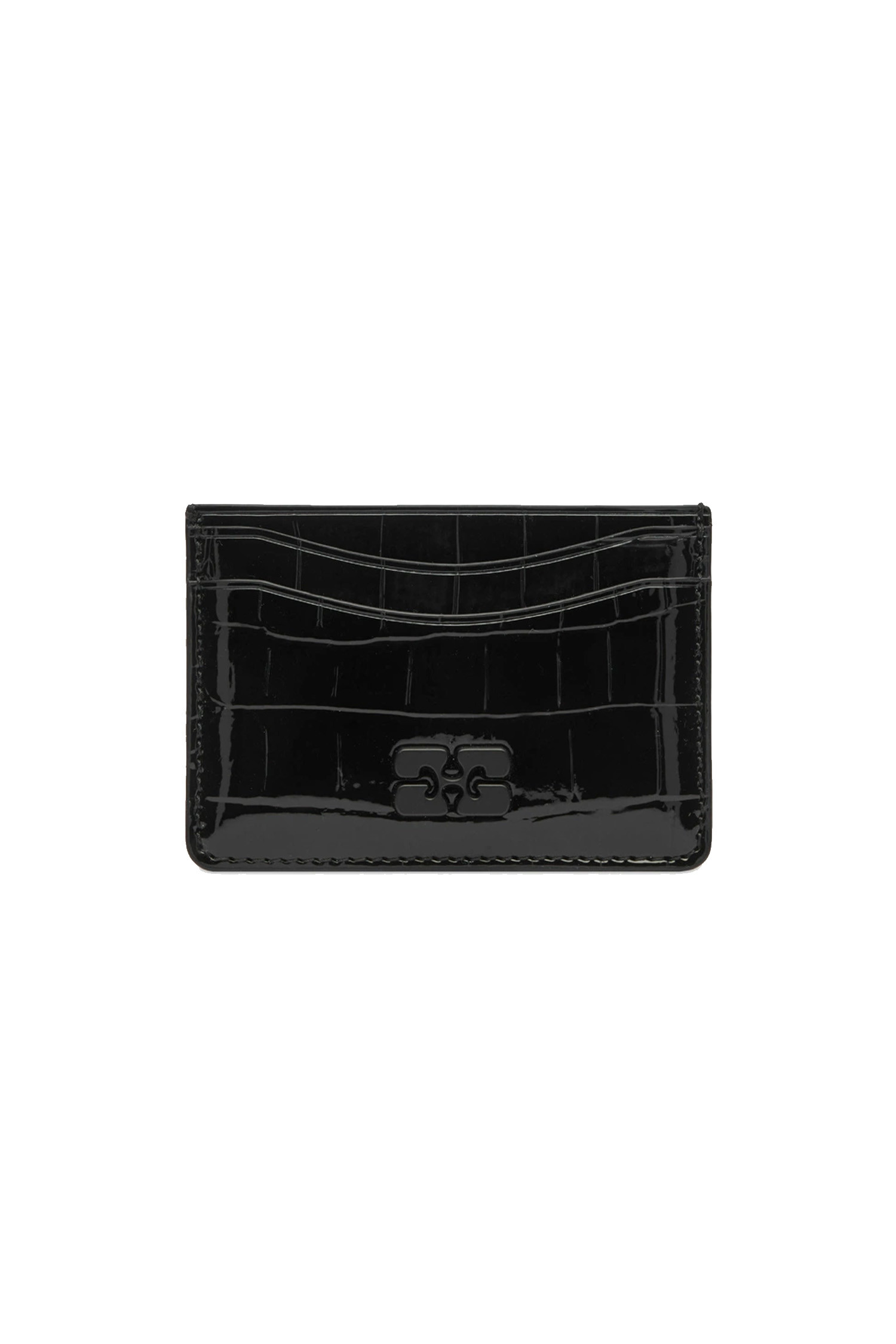 GANNI - 반지갑 - (GANNI) Ganni Bou Card Holder Patent Croco - A6148 099 BLACK