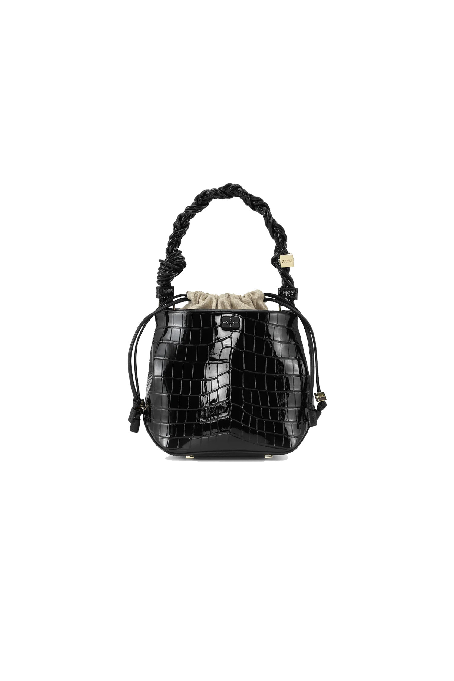 GANNI - 크로스백 - (GANNI) Ganni Bou Bucket Bag Patent Croco - A6286 099 BLACK