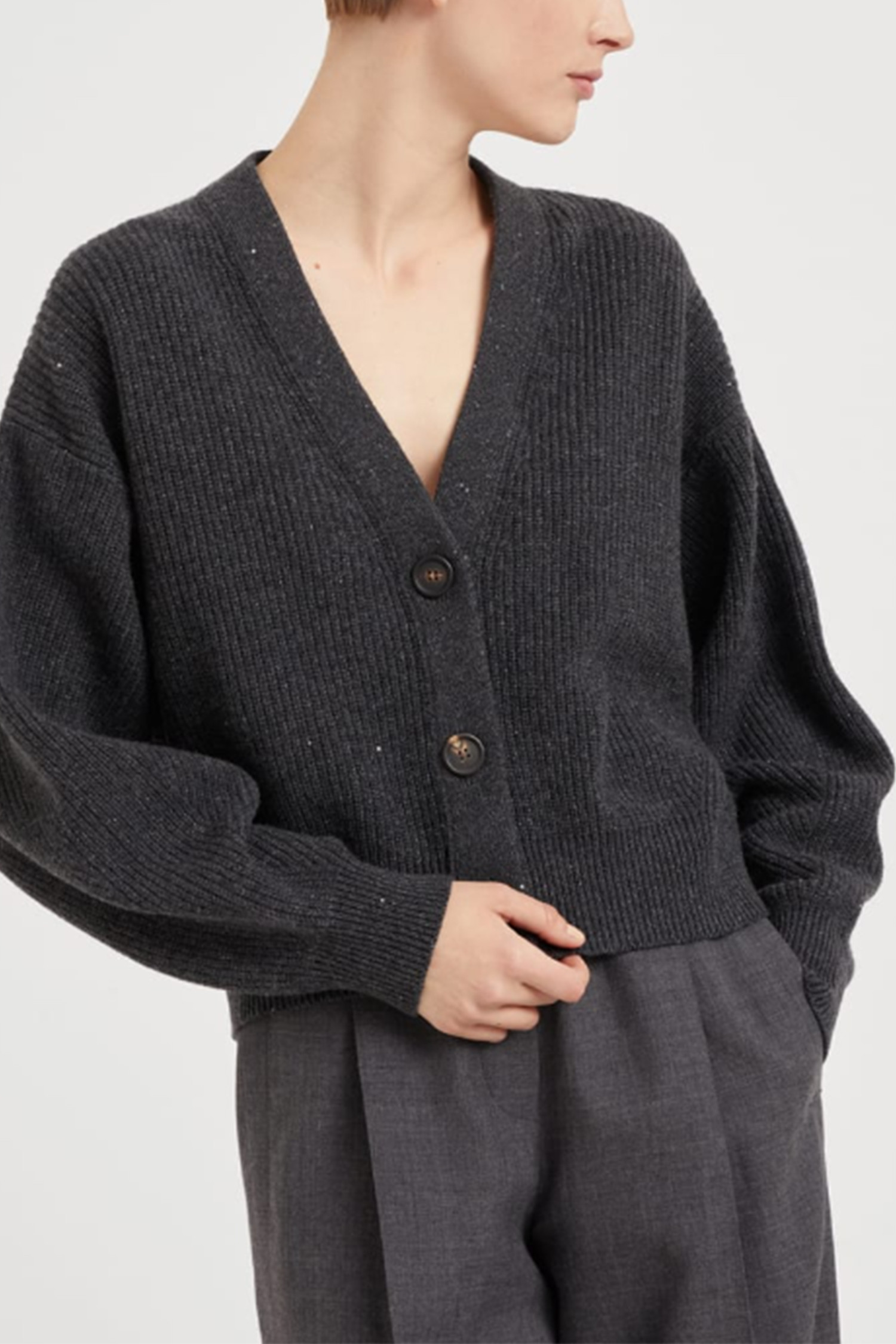 BRUNELLO CUCINELLI - 스웨터 - (BRUNELLO CUCINELLI) Cashmere and Wool cardigan - MBM756906P C504 Anthracite