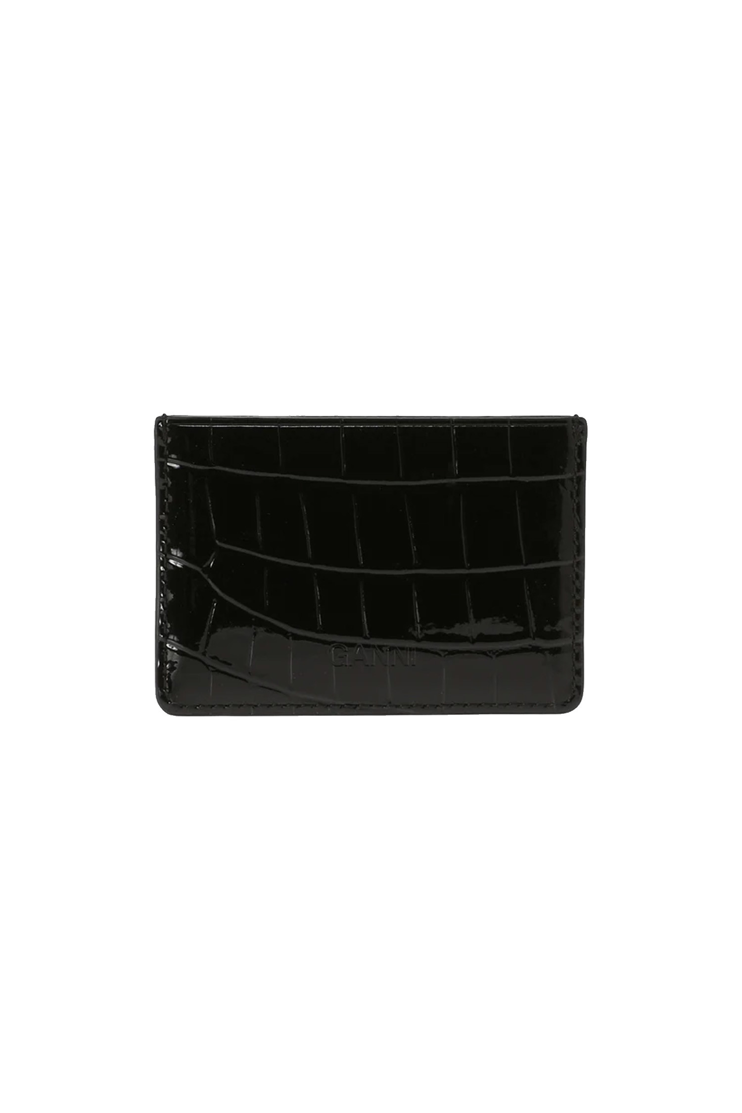 GANNI - 반지갑 - (GANNI) Ganni Bou Card Holder Patent Croco - A6148 099 BLACK