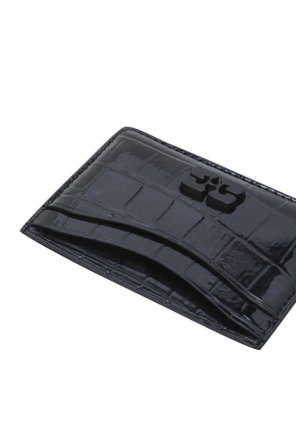 GANNI - 반지갑 - (GANNI) Bou Card Holder Patent Croco - A6148 099 BLACK