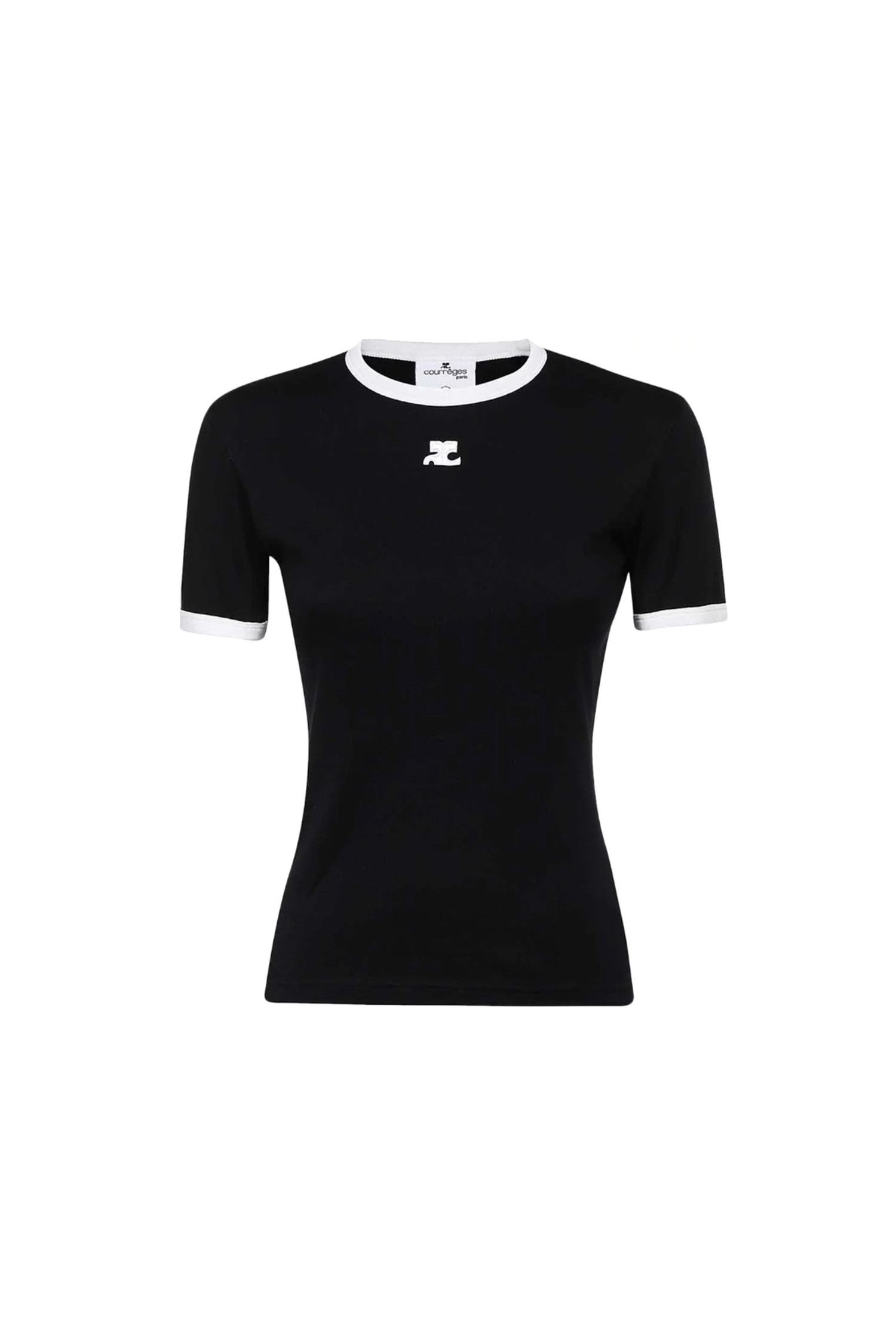 (COURREGES) REEDITION CONTRAST T-SHIRT PERJTS017JS0070 9901 BLACK / HERITAGE WHITE