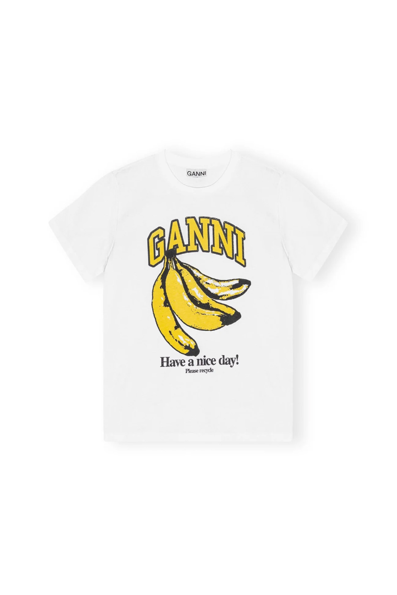 (GANNI) RELAXED BANANA T-SHIRT - T3861 151 BRIGHT WHITE