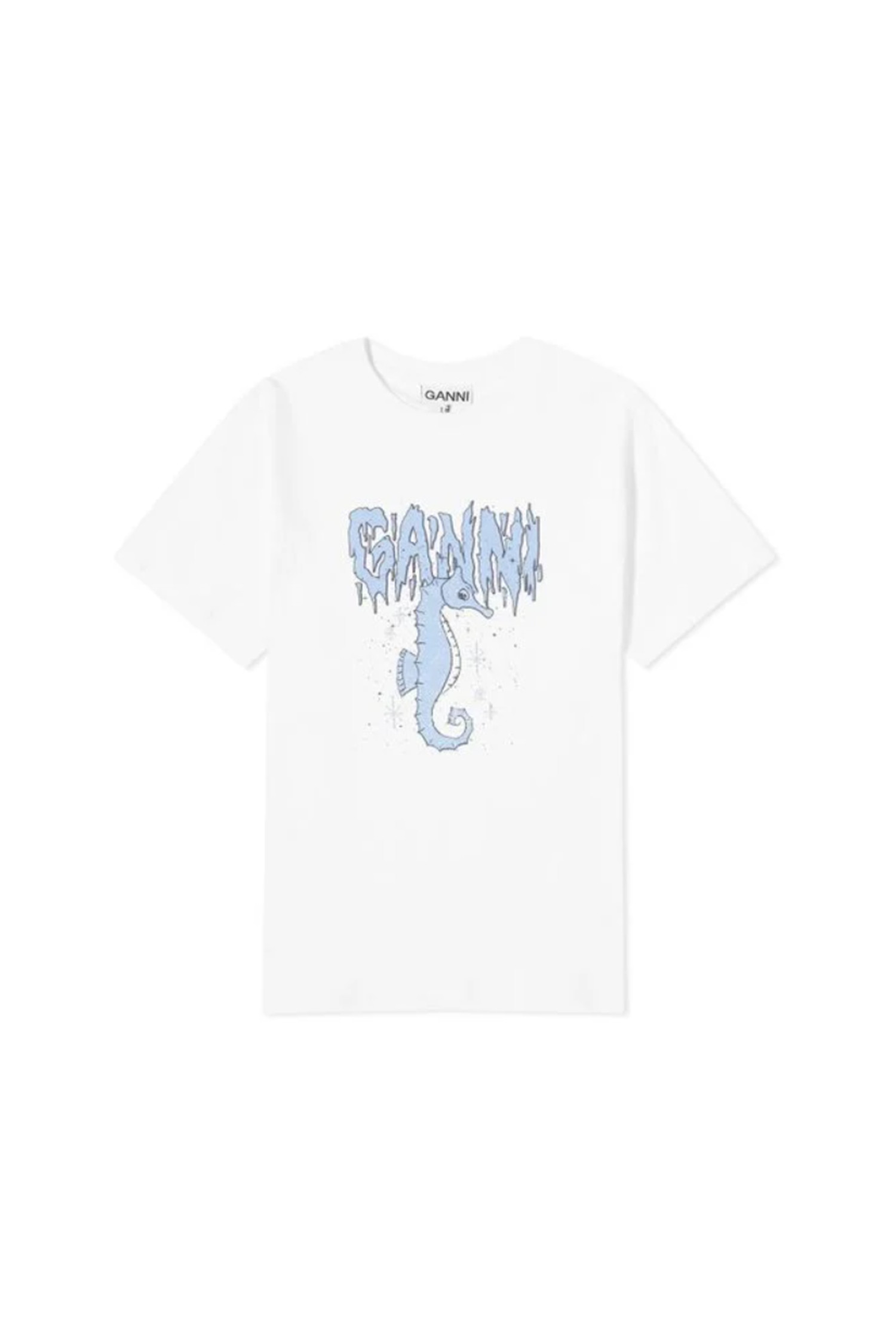 (GANNI) RELAXED SEAHORSE T-SHIRT - T3895 151 BRIGHT WHITE