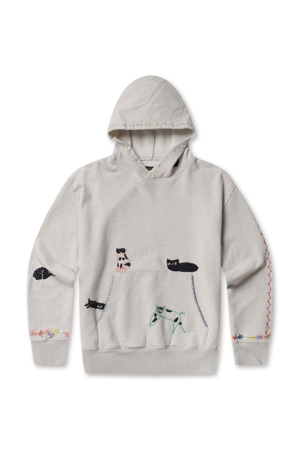 KAPITAL] Top Swt Knit Hoodie Ecru Black Cat