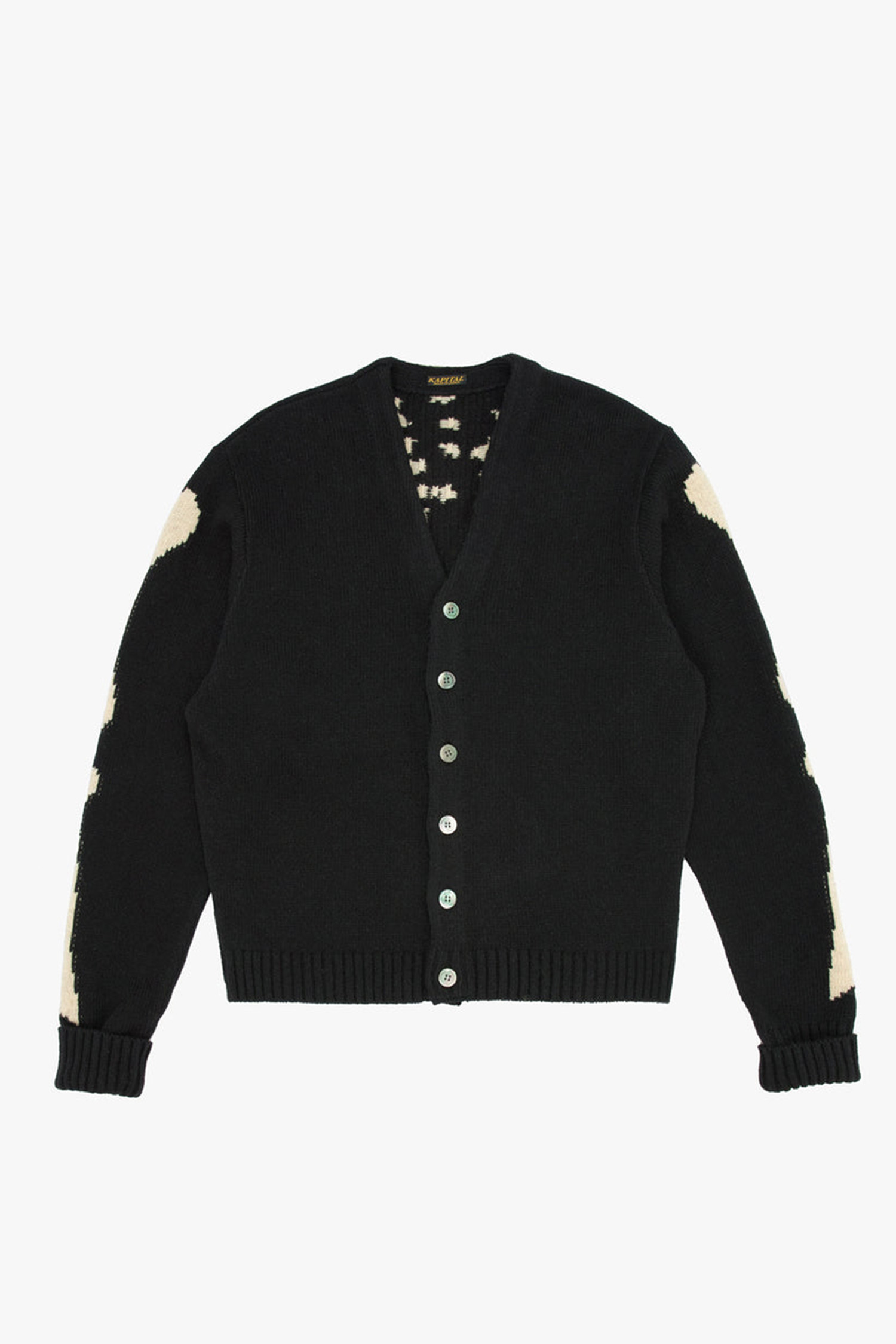 Kapital - 가디건 - (KAPITAL) 5G Wool Bone Short Cardigan - EK-1538KN Black