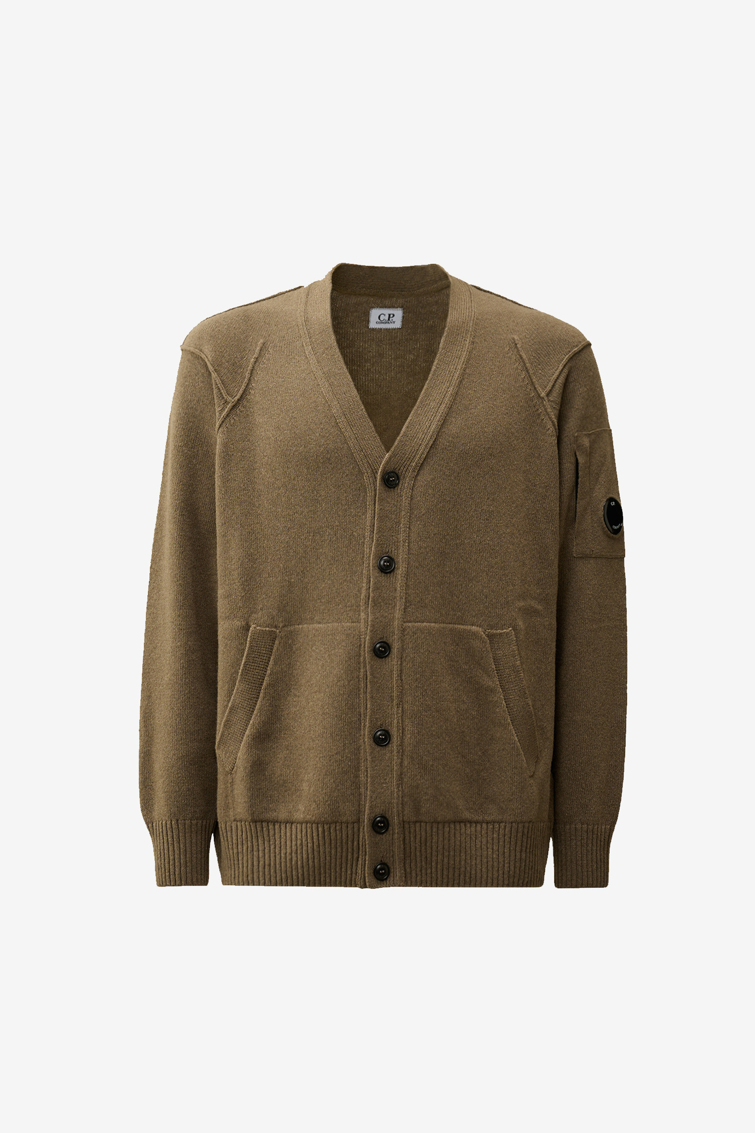 C.P COMPANY - 가디건 - (C.P. COMPANY) LAMBSWOOL GRS BUTTONED CARDIGAN - 17CMKN048A110149A WALNUT