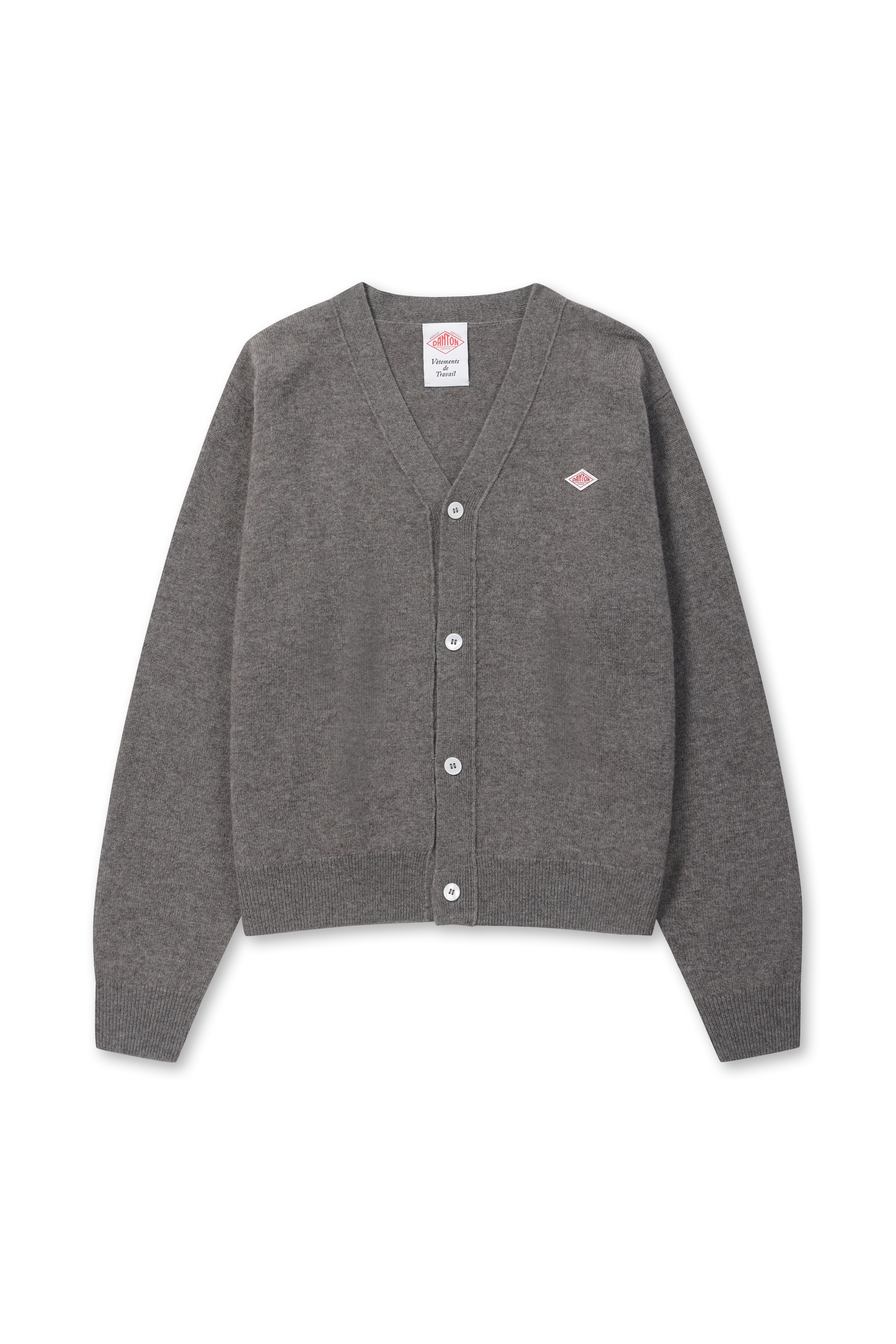 DANTON - 가디건 - (DANTON) LAMBSWOOL V NECK KNIT CARDIGAN - DT-D0029 TAUPE