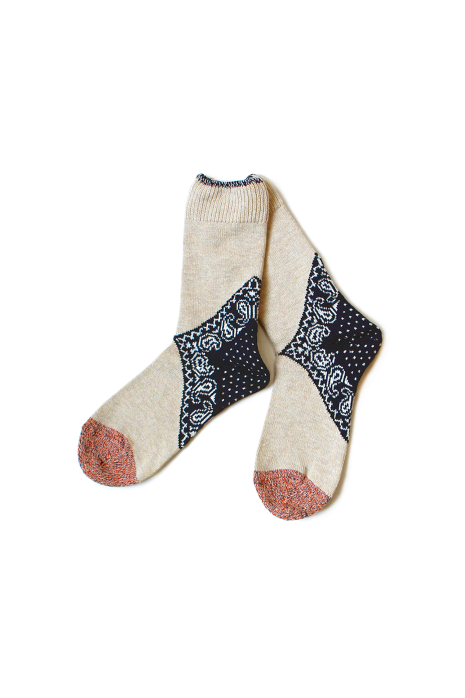 Kapital - 양말 - (KAPITAL) 96 Yarns Heel Paisley Bandana Socks - EK-553XSA Navy