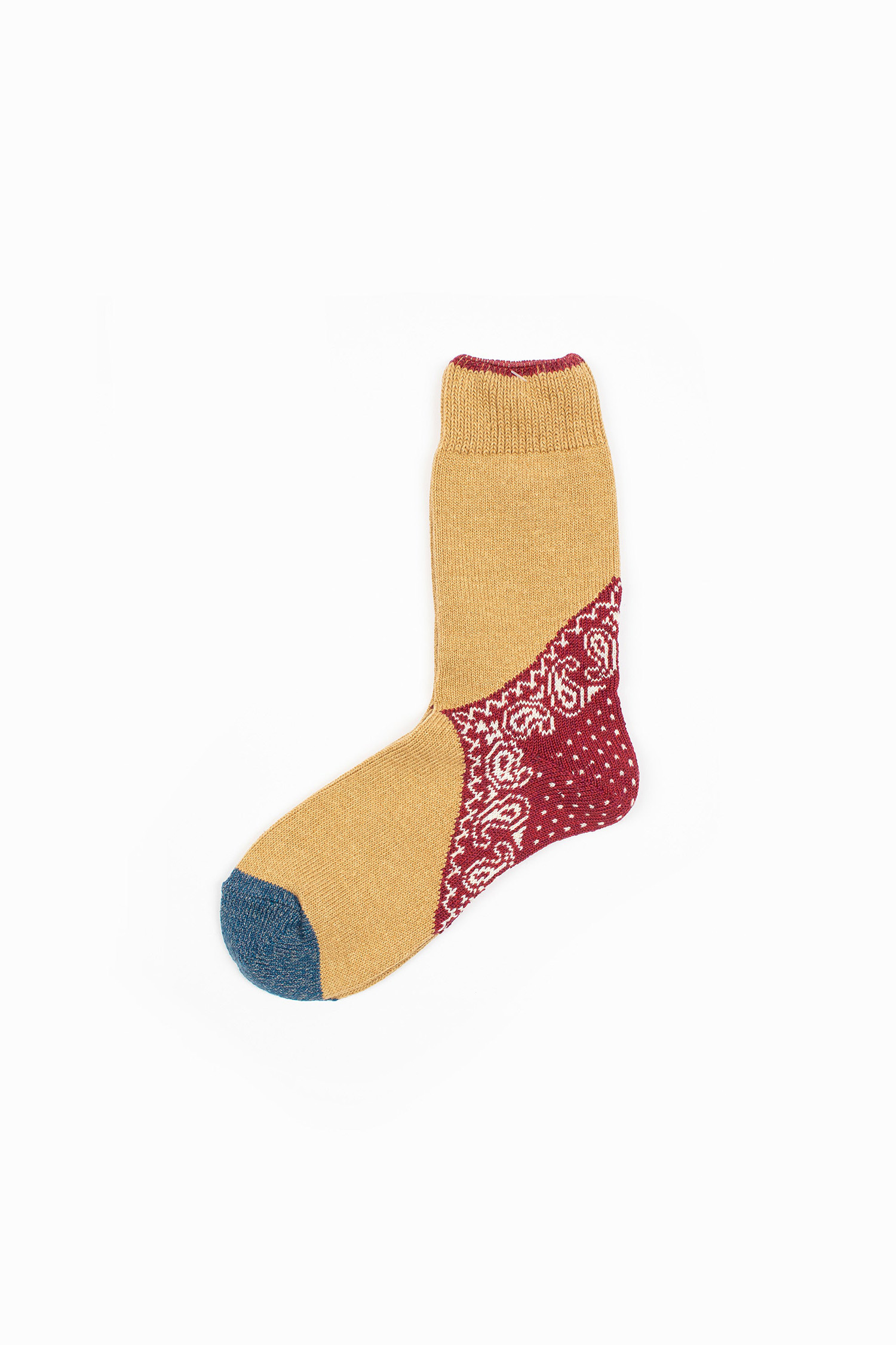 KAPITAL - 양말 - (KAPITAL) 96 Yarns Heel Paisley Bandana Socks - EK-553XSA Red