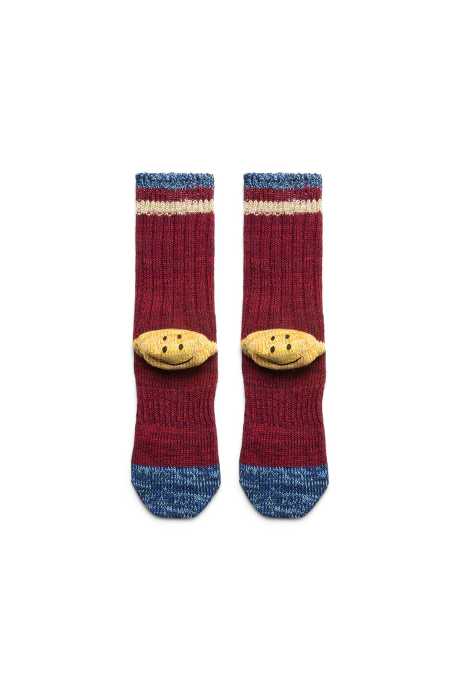 Kapital - 양말 - (KAPITAL) 60 Yarns Ivy Rainbowy Happy Heel Hold Socks - EK-1364XS Red