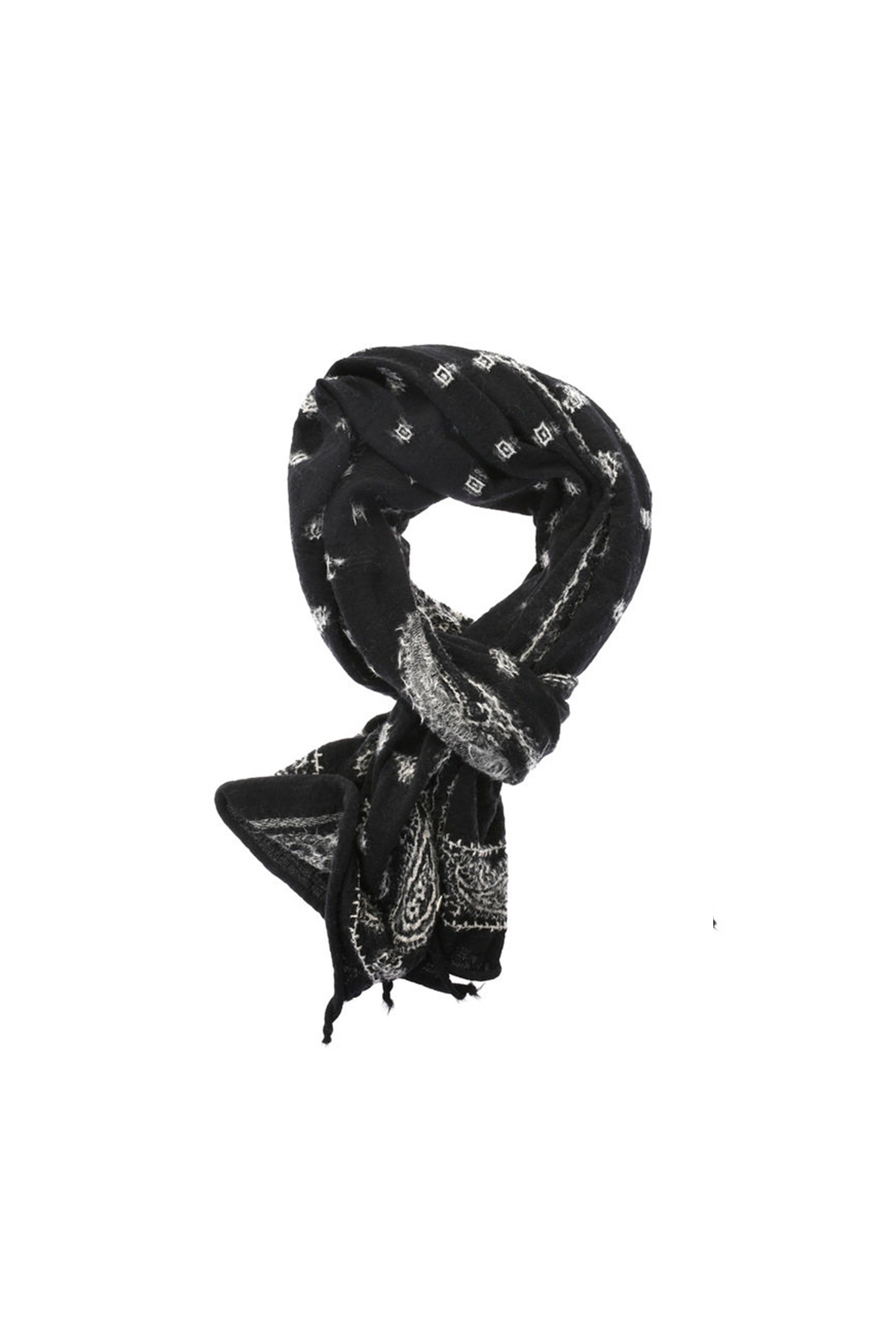 Kapital - 스카프/머플러 - (KAPITAL) Fulling Wool Scarf Paisley Bandanna - EK-1656XM Black