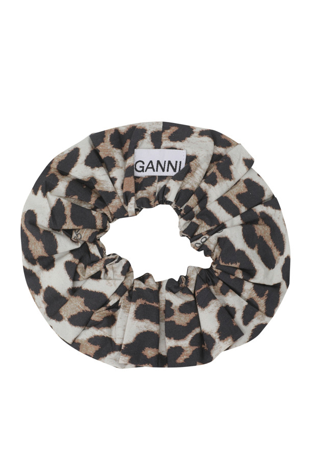 GANNI - 헤어 ACC - PRINT COTTON SCRUNCHIE - LEOPARD
