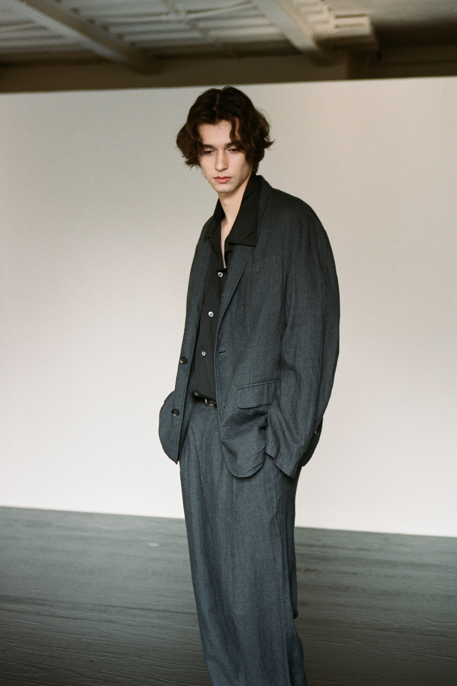 OURSELVES - 수트/블레이저자켓 - (OURSELVES) Harringbone L/C Slumber Jacket Charcoal