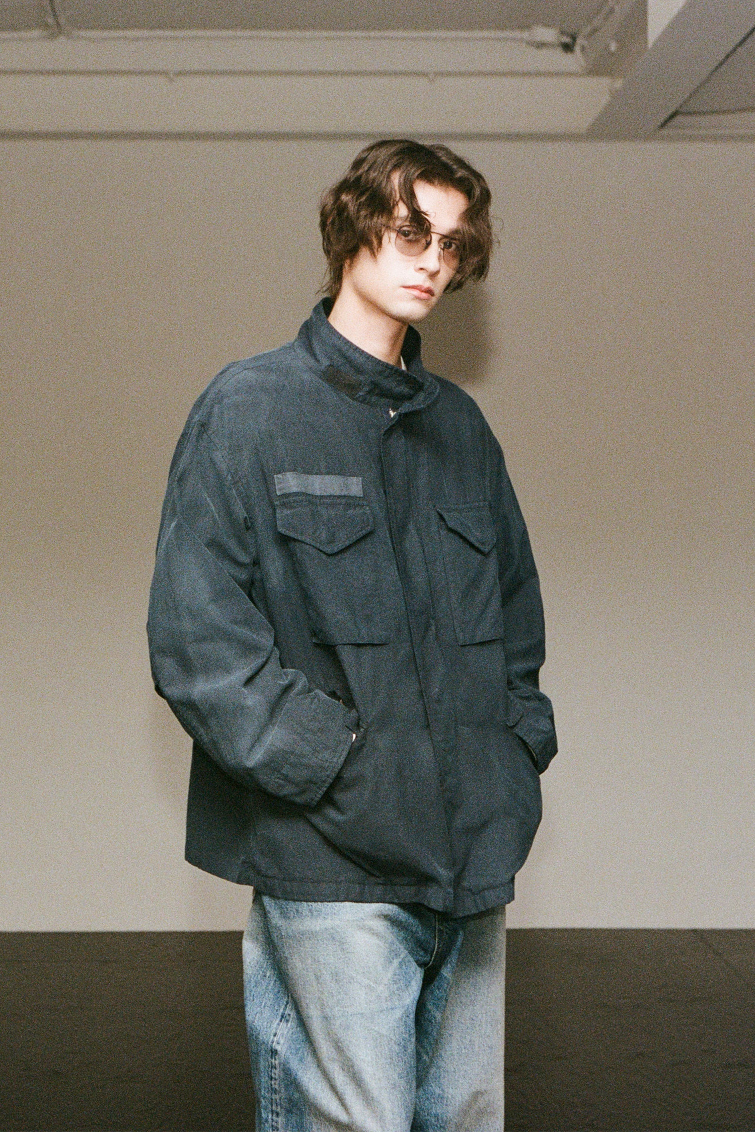 OURSELVES - 사파리/필드자켓 - (OURSELVES) Powder Washed M-65 Field Jacket - Navy