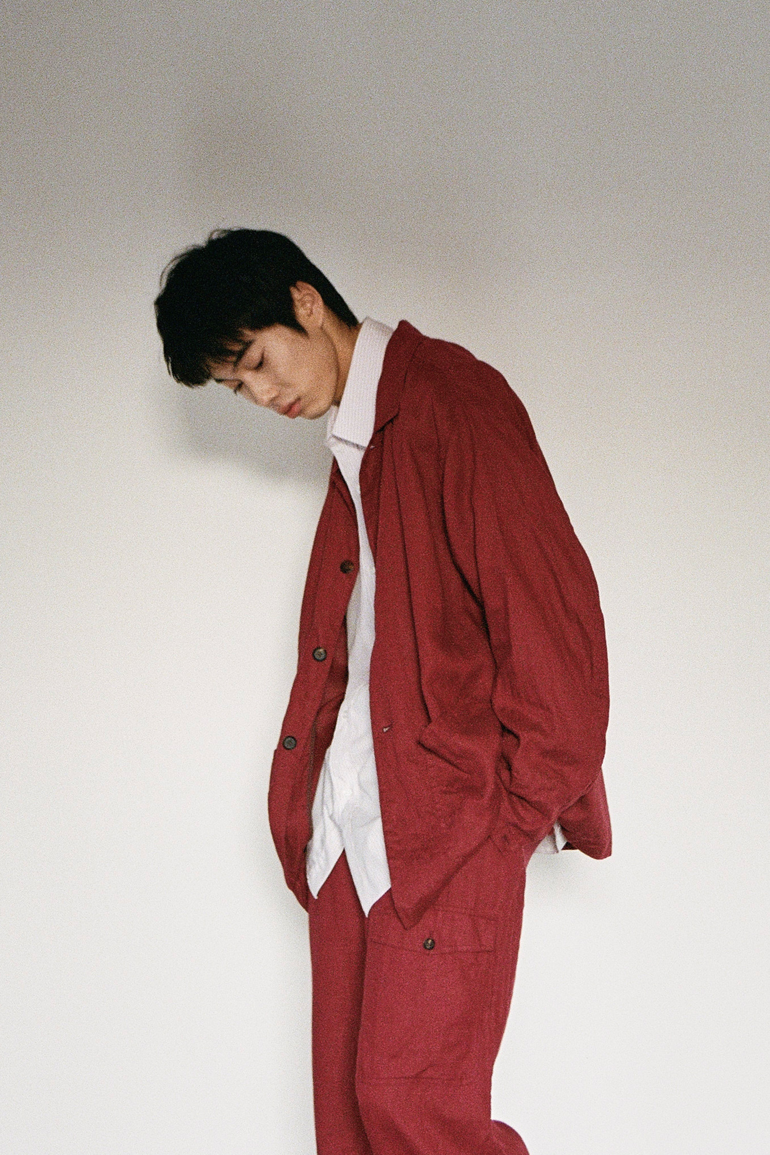 OURSELVES - 블루종/점퍼 - (OURSELVES) Premium Linen Work Jacket - Wine