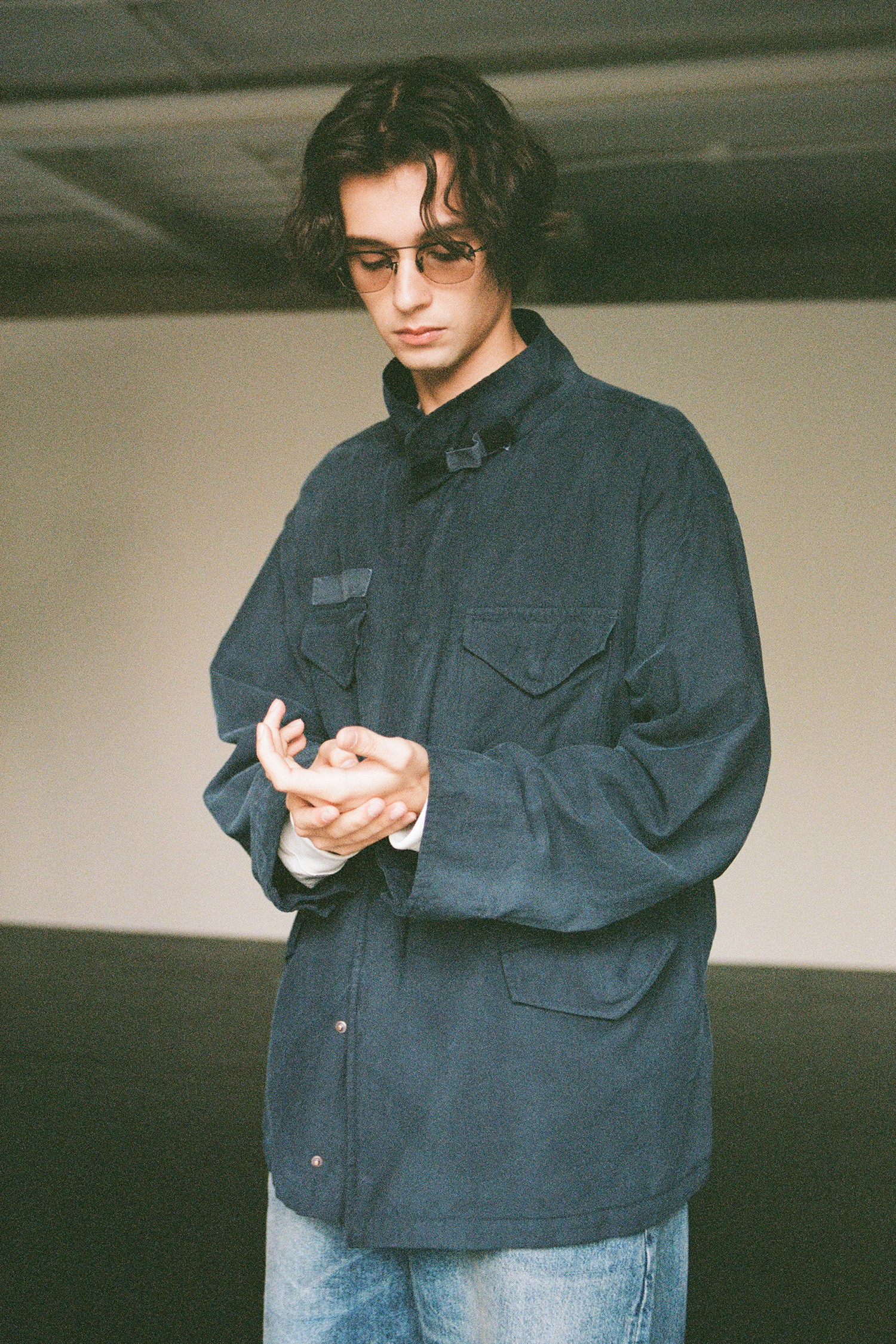 OURSELVES - 사파리/필드자켓 - (OURSELVES) Powder Washed M-65 Field Jacket - Navy