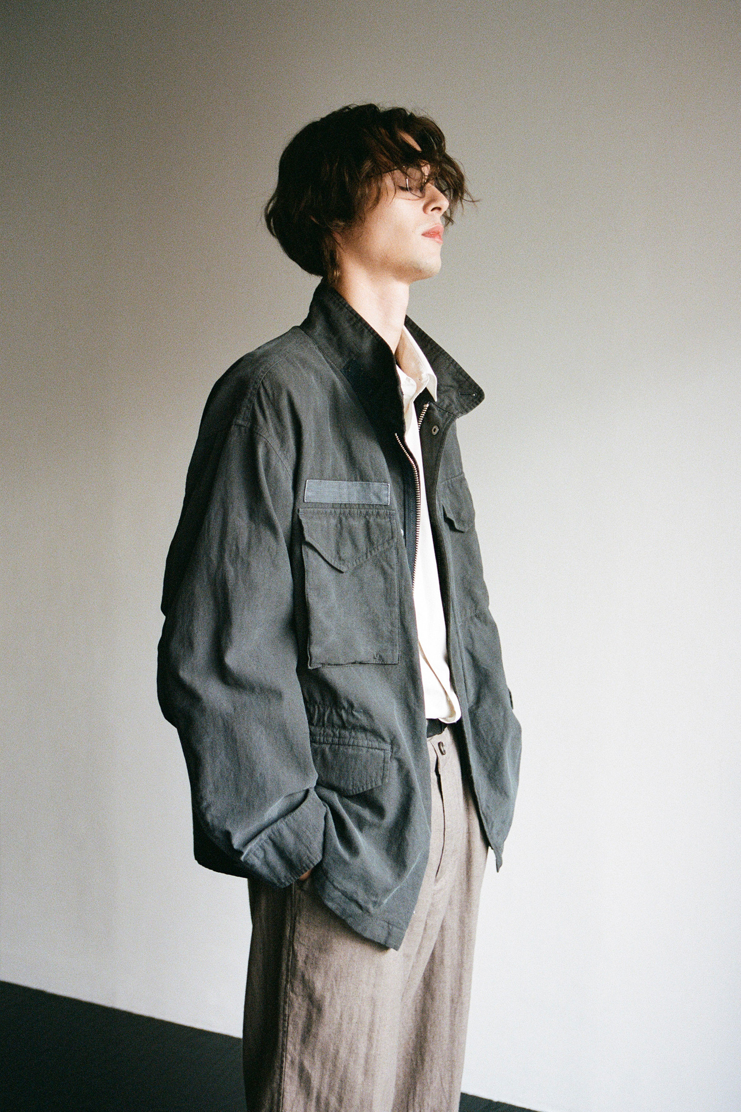 OURSELVES - 사파리/필드자켓 - (OURSELVES) Powder Washed M-65 Field Jacket - Charcoal