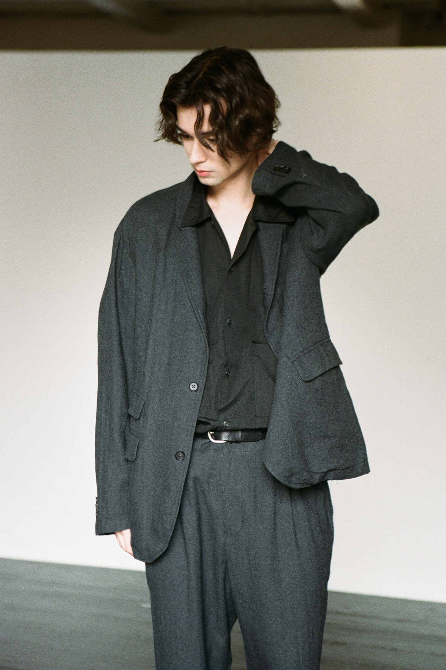 OURSELVES - 수트/블레이저자켓 - (OURSELVES) Harringbone L/C Slumber Jacket Charcoal