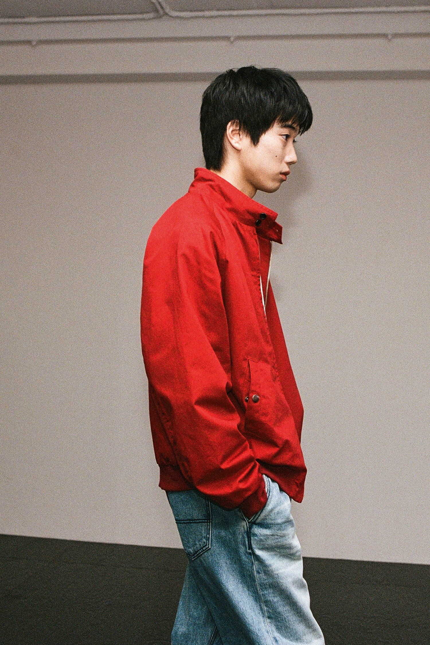 OURSELVES - 블루종/점퍼 - (OURSELVES) Micro Herrington Jacket - Red