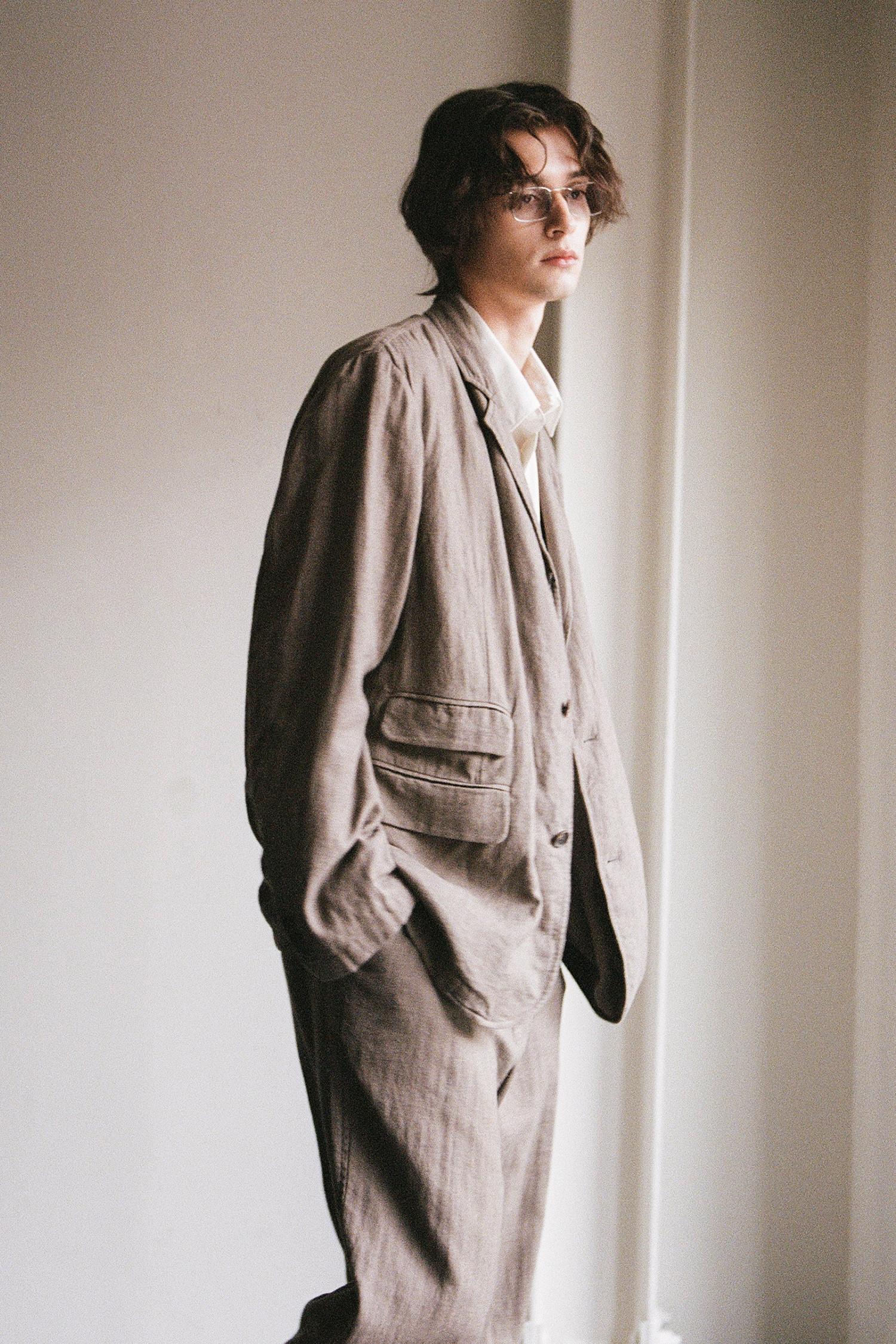 OURSELVES - 수트/블레이저자켓 - (OURSELVES) Harringbone L/C Slumber Jacket Mocha