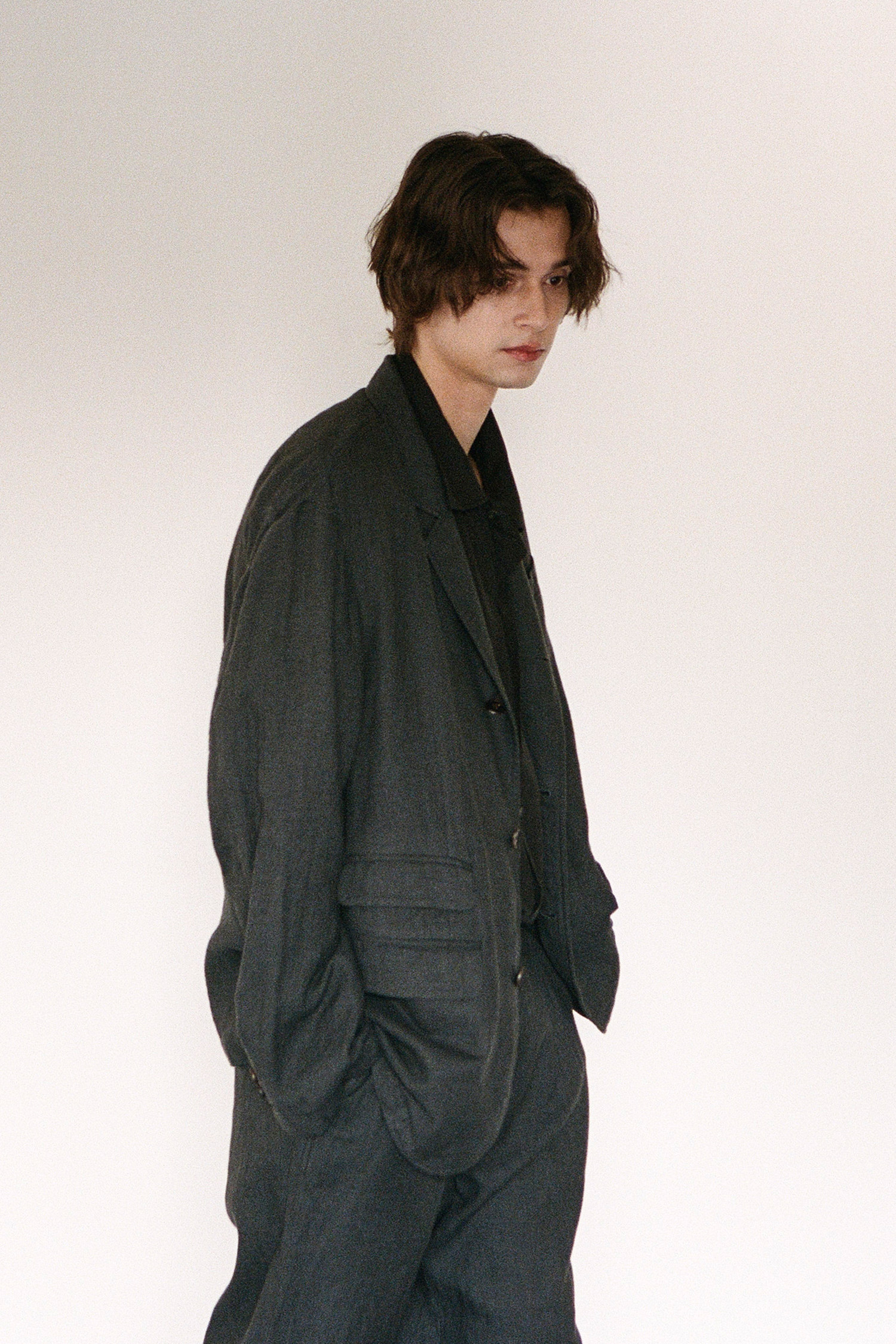 OURSELVES - 수트/블레이저자켓 - (OURSELVES) Harringbone L/C Slumber Jacket Charcoal