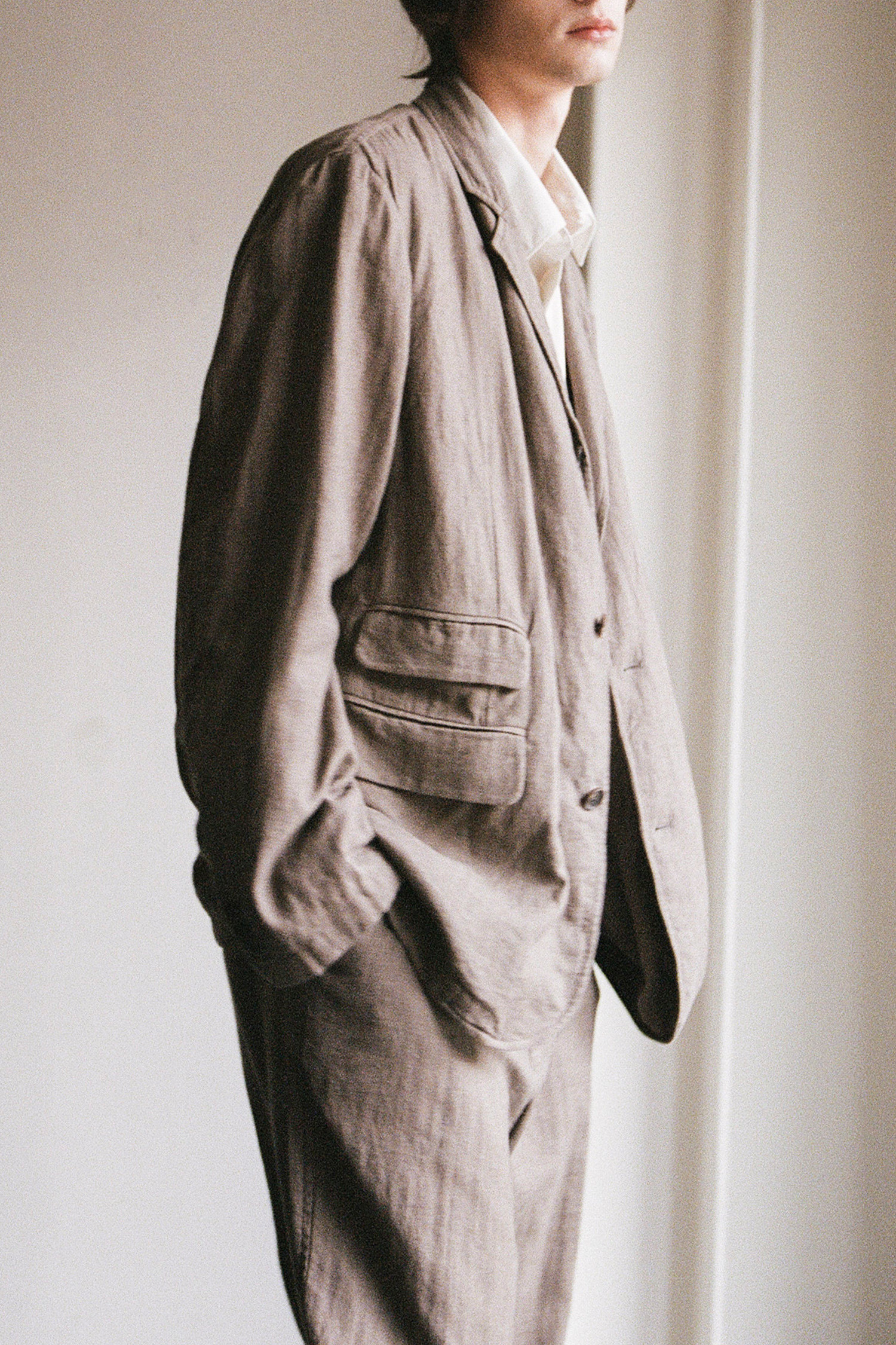 OURSELVES - 수트/블레이저자켓 - (OURSELVES) Harringbone L/C Slumber Jacket Mocha