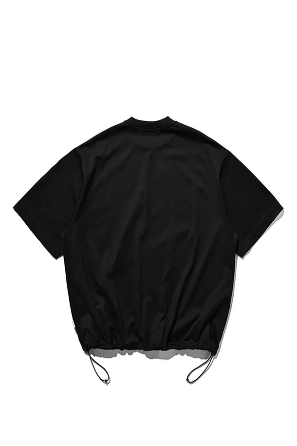 CLESSTE - 반팔티셔츠 - LOGO PRINT MASSIVE T-SHIRT WITH DRAWSTRINGS A - BLACK