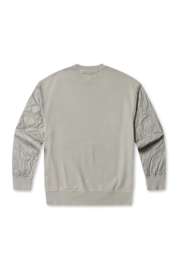 C.P COMPANY - 스웨트셔츠 - (C.P. COMPANY) DIAGONAL RAISED FLEECE MIXED QUILTED CREW NECK SWEATSHIRT - 17CMSS003A005835M VINTAGE KHAKI