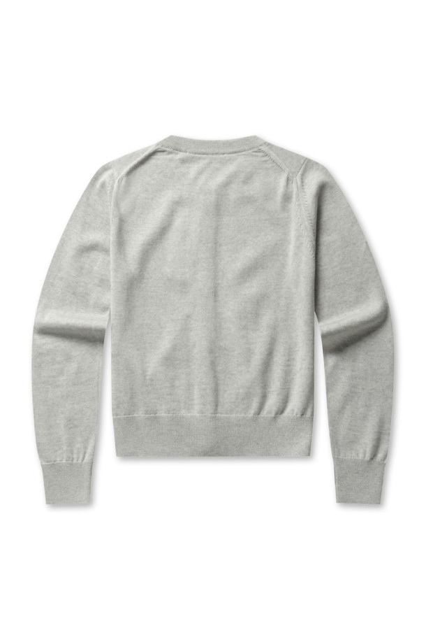 **BOLD FOX HEAD PATCH REGULAR CARDIGAN - LIGHT GREY MELANGE**는 울 소재의 남녀 공용 니트/스웨터 카디건입니다. 라이트 그레이 멜란지 컬러에, 라운드넥과 레귤러핏, 긴소매 기장으로 봄, 가을철에 착용하기 좋습니다. 가슴 부분 메종키츠네 자수 패치워크와 버튼 잠금, 네크라인, 허리, 커프스 부분의 리브 디테일이 특징입니다.
