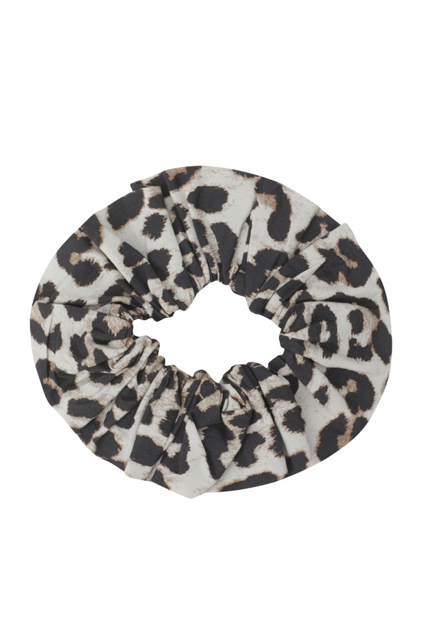 GANNI - 헤어 ACC - PRINT COTTON SCRUNCHIE - LEOPARD