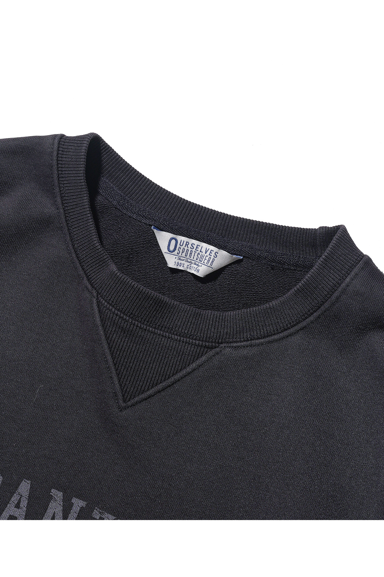 OURSELVES - 스웨트셔츠 - (OURSELVES) Washed Cotton Sweat Shirts (Graphic) Navy