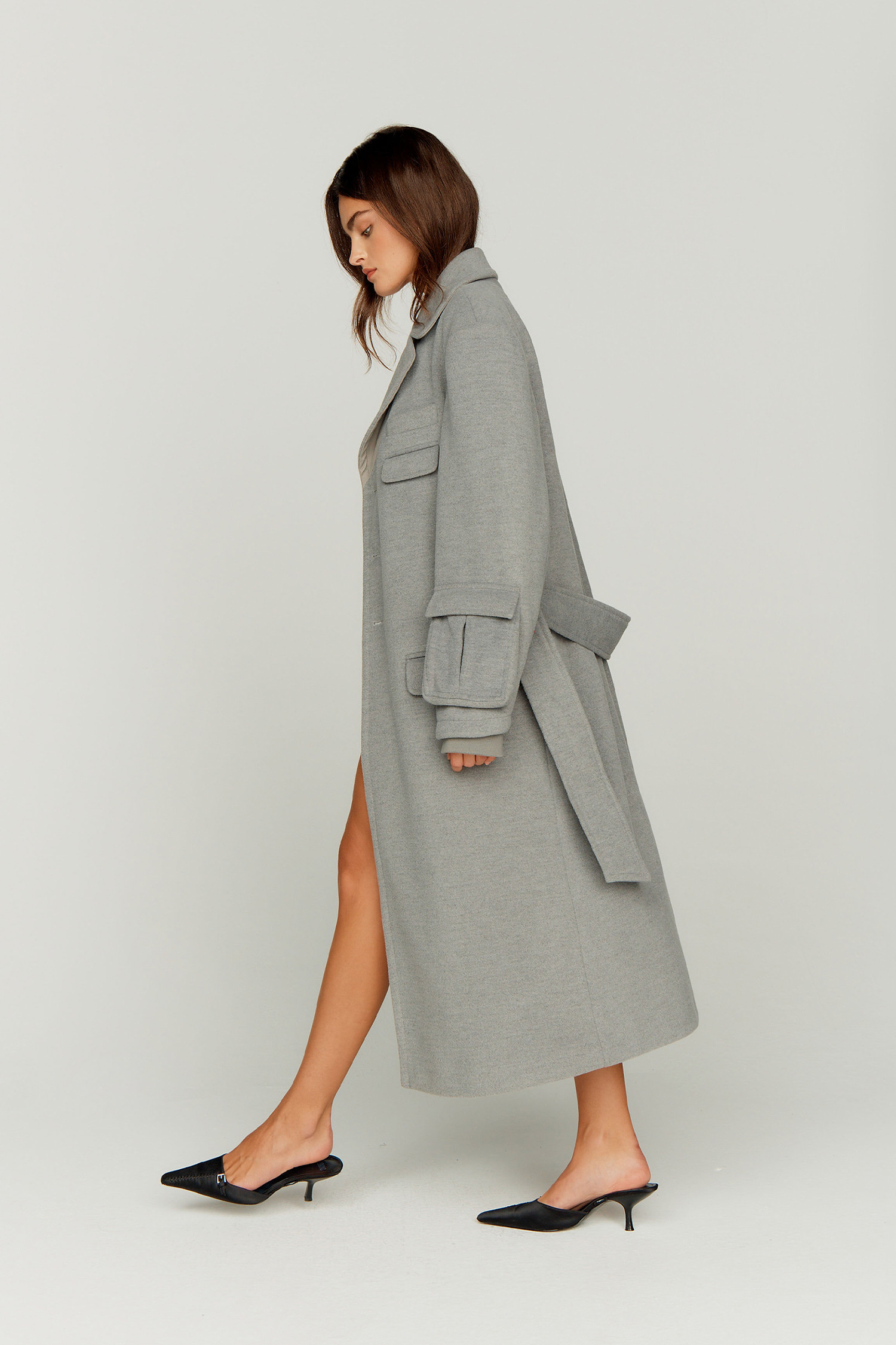 HOUSE OF SUNNY - 코트 - (House of Sunny) ACCENT OVERCOAT - VOL2426 SCHOOL GREY