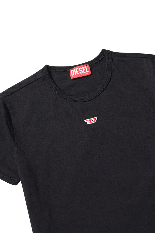 DIESEL - 반소매 티셔츠 - T Uncutie Long D Patch T-shirt - Black