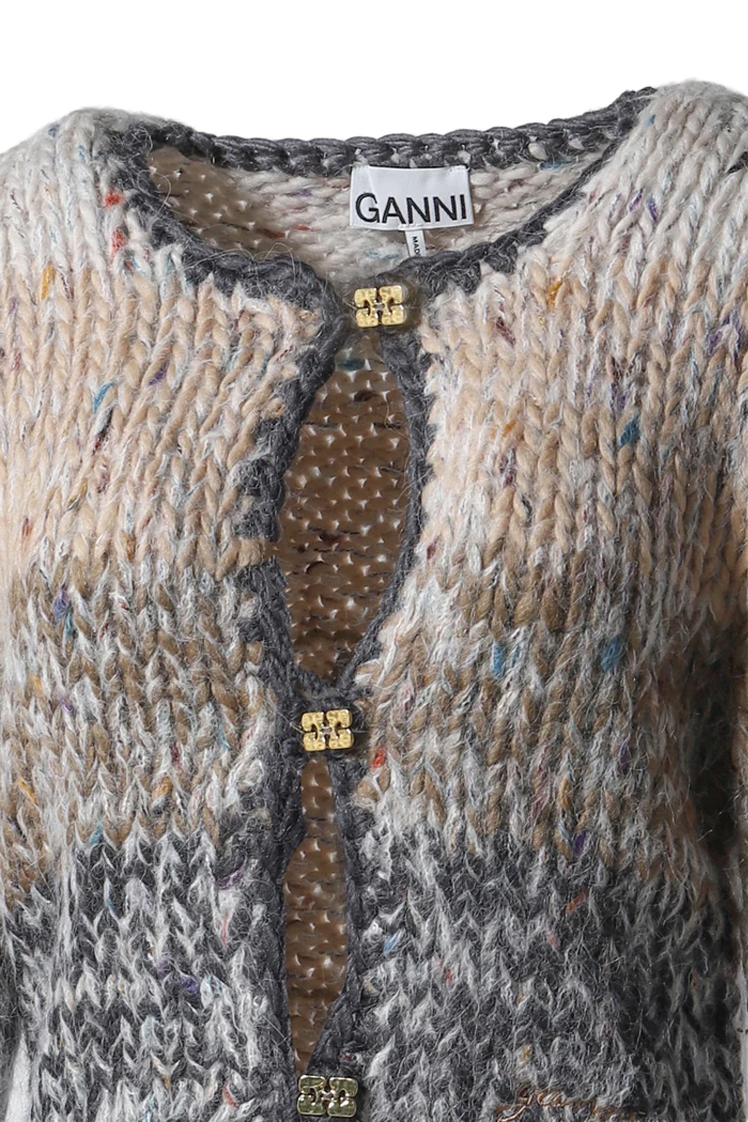 GANNI - 가디건 - (GANNI) Handknit Crop Cardigan - K2312 921 PALOMA MELANGE