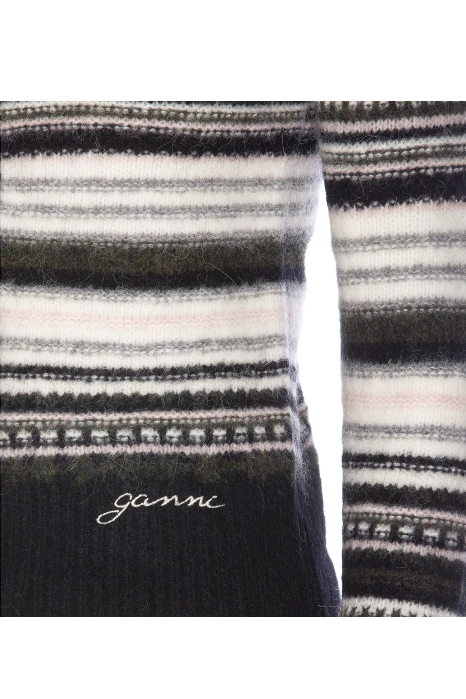 GANNI - 가디건 - (GANNI) Stripe Cardigan - K2326 099 BLACK