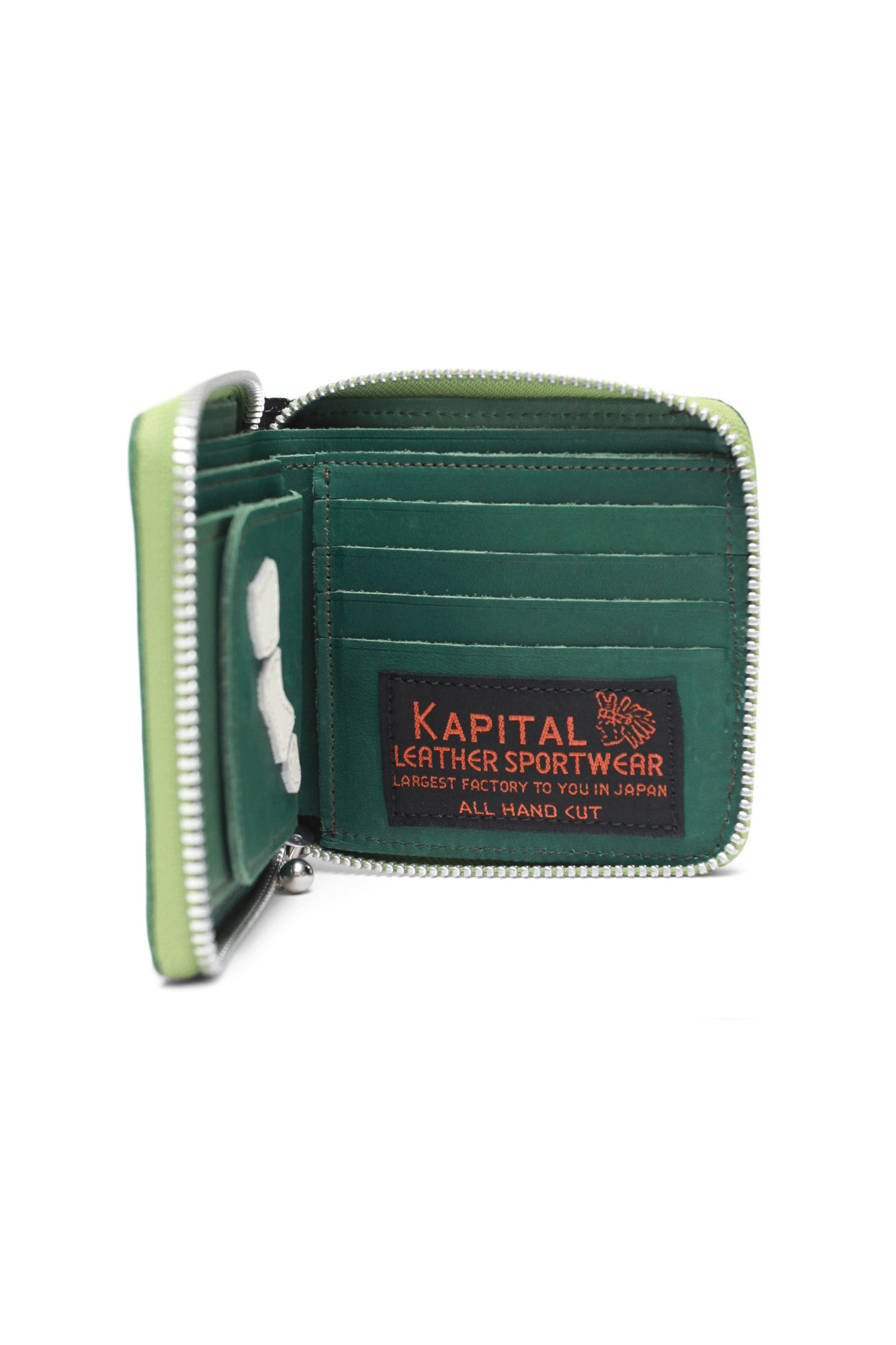 Kapital - 지갑 - (KAPITAL) Thumb-Up Bone Hand Zip Wallet - EK-1648XG Green