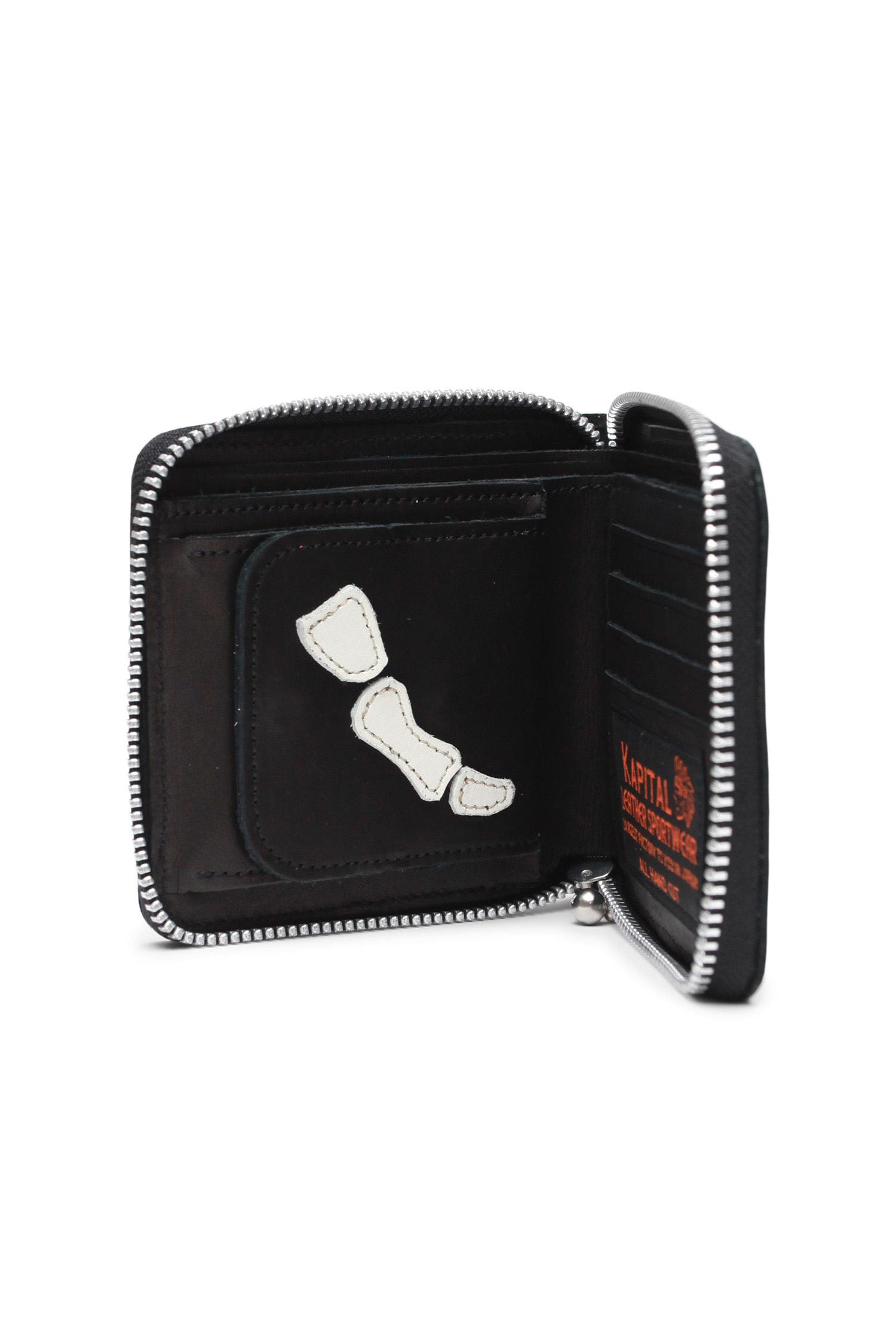 Kapital - 지갑 - (KAPITAL) Thumb-Up Bone Hand Zip Wallet - EK-1648XG Black