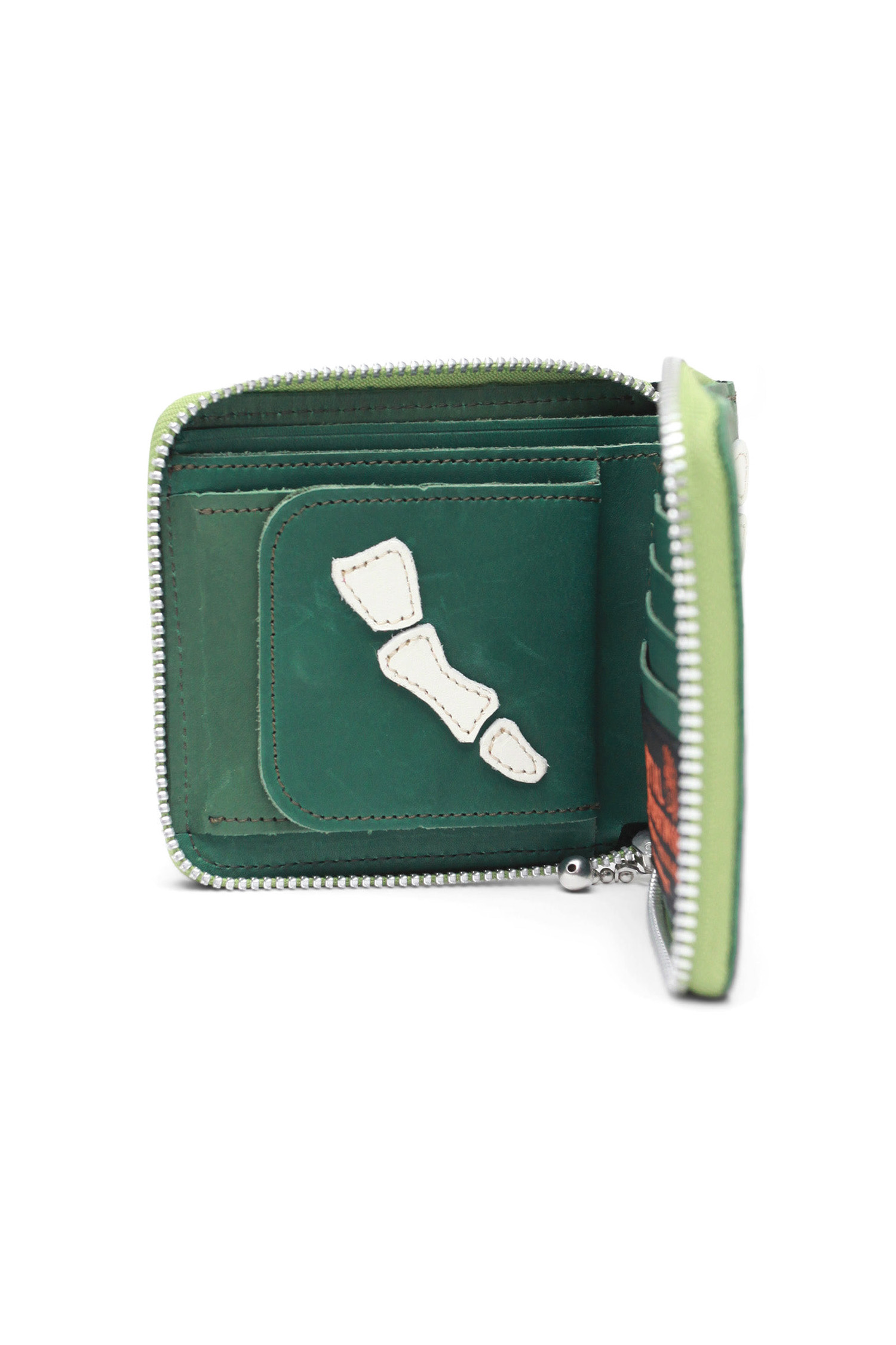 Kapital - 지갑 - (KAPITAL) Thumb-Up Bone Hand Zip Wallet - EK-1648XG Green