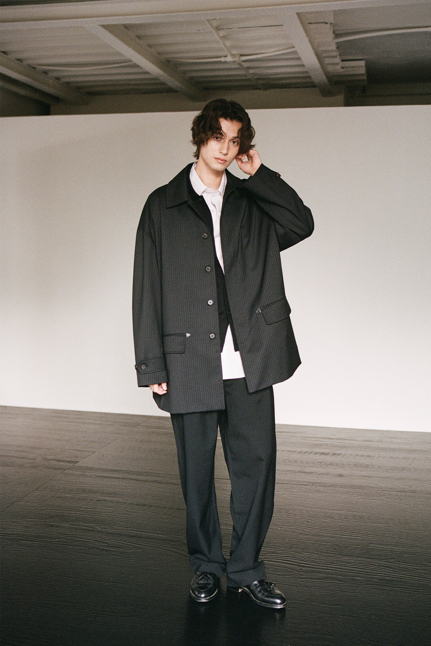 OURSELVES - 코트 - (OURSELVES) Heritage MidLoom Mac Coat - Pin Stripe