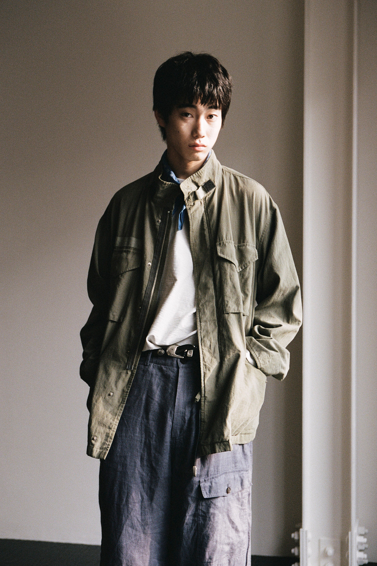 OURSELVES - 사파리/필드자켓 - (OURSELVES) Powder Washed M-65 Field Jacket - Olive