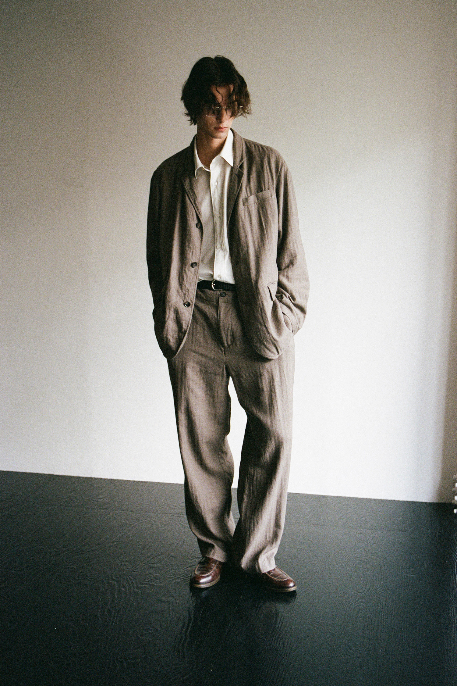 OURSELVES - 슬랙스/수트팬츠 - (OURSELVES) Harringbone L/C Slumber Pants Mocha